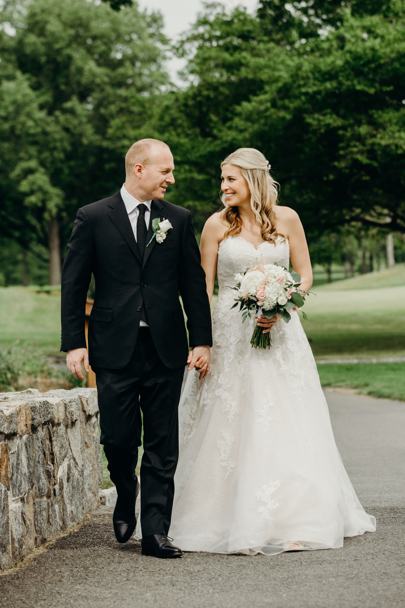 portrait of a bride and a groom at the upper montclair country club in montclair, new jersey