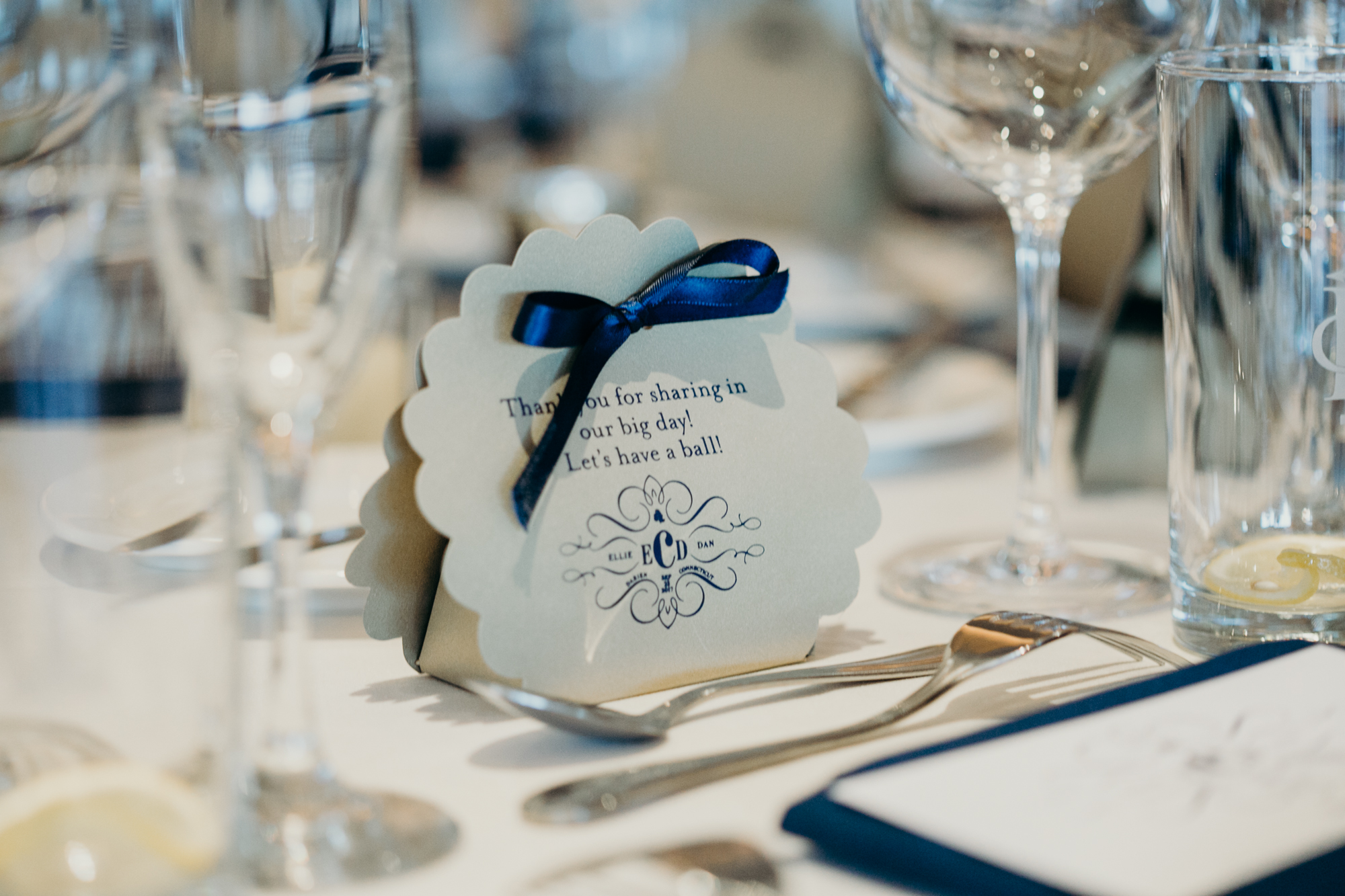 wedding reception gifts and details at country club of darien in darien, connecticut
