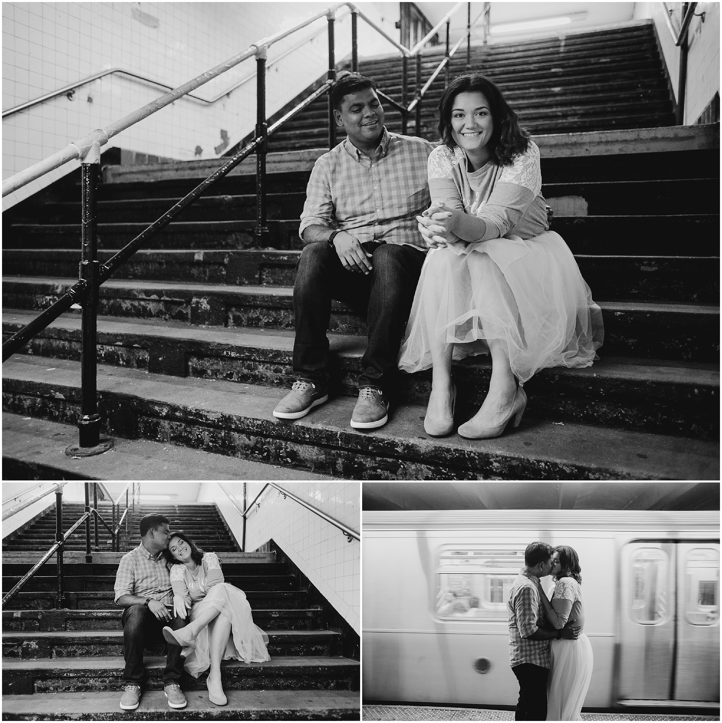 a portrait of a couple inside of a subway station in bushwick, brooklyn, ny