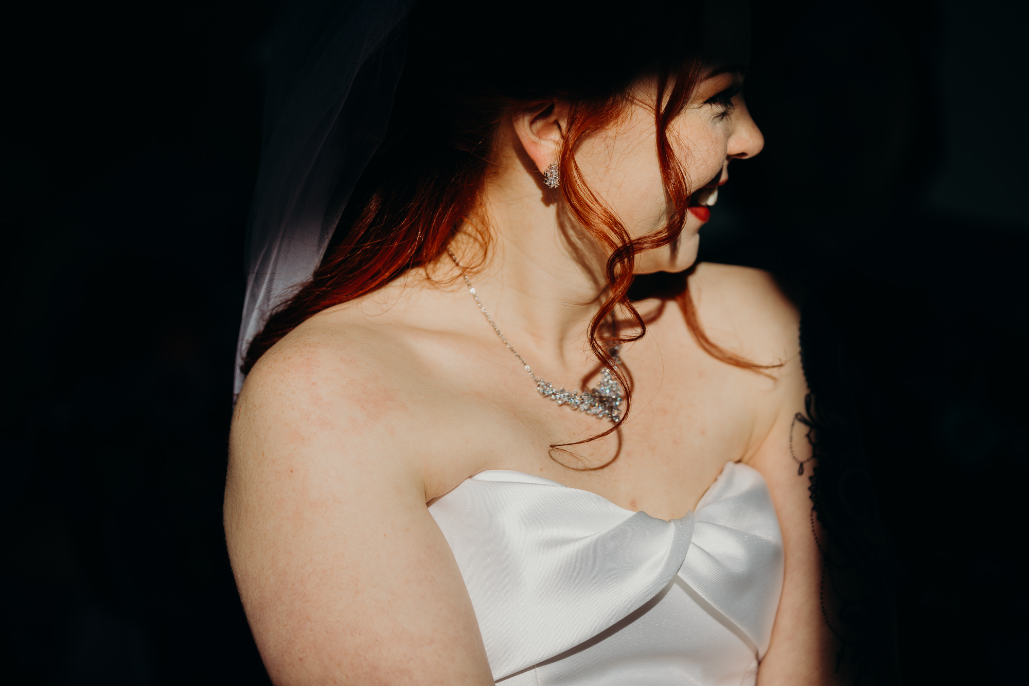 a bride laughs during her wedding ceremony at the shawnee inn in pennsylvania