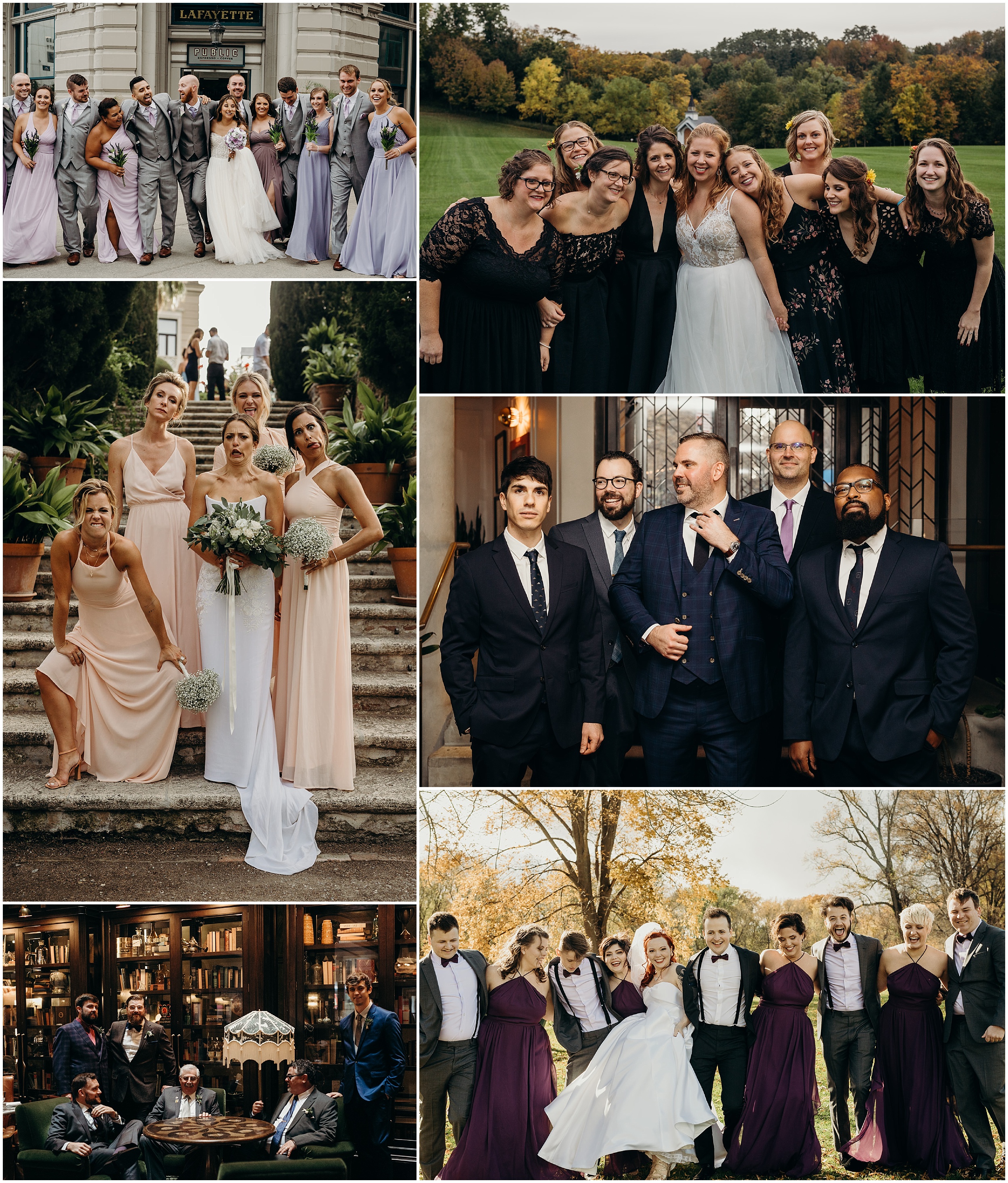 a series of portraits of bridal parties in new york