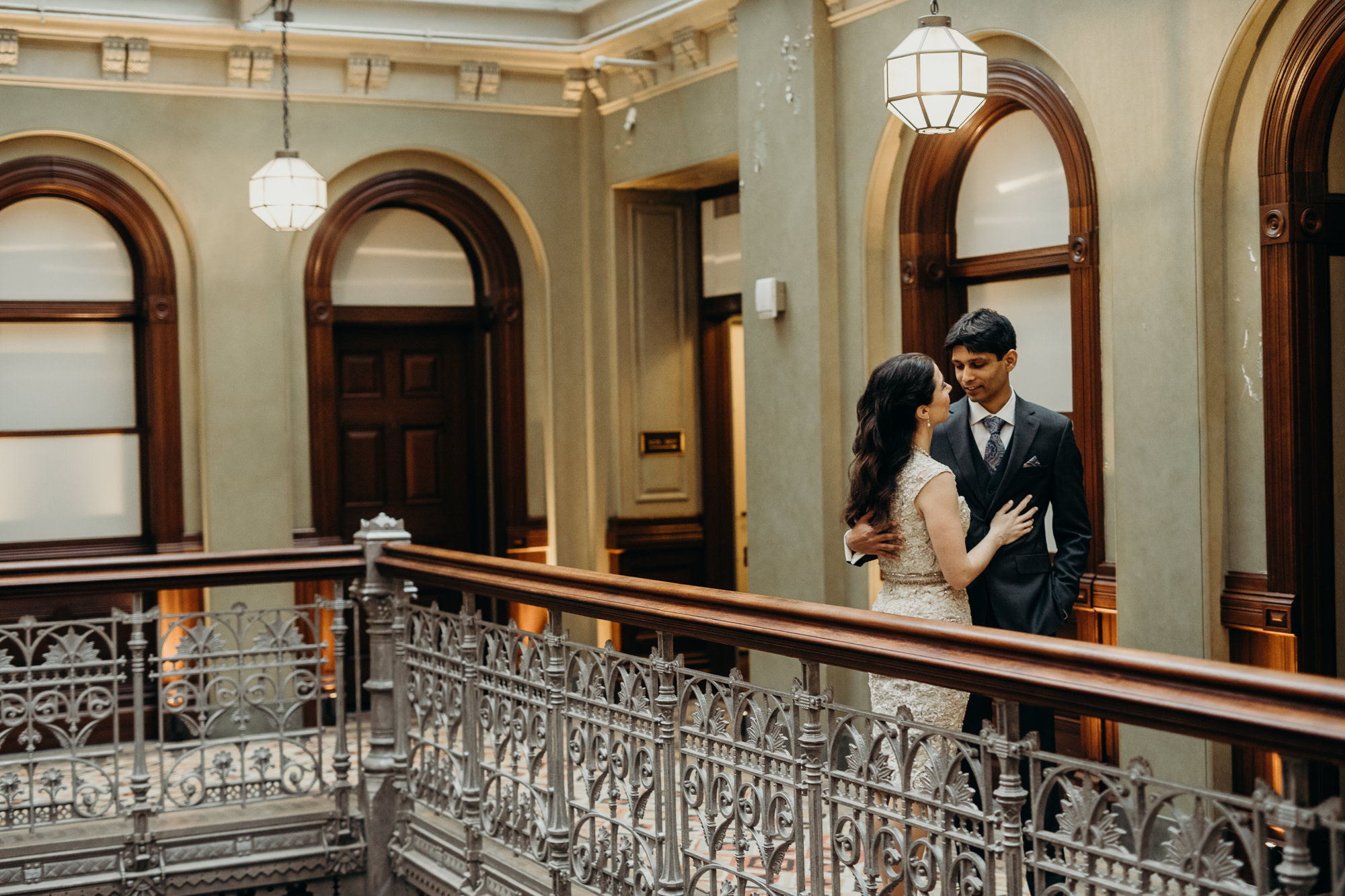 bride and groom portrait at the beekman hotel in new york city, ny
