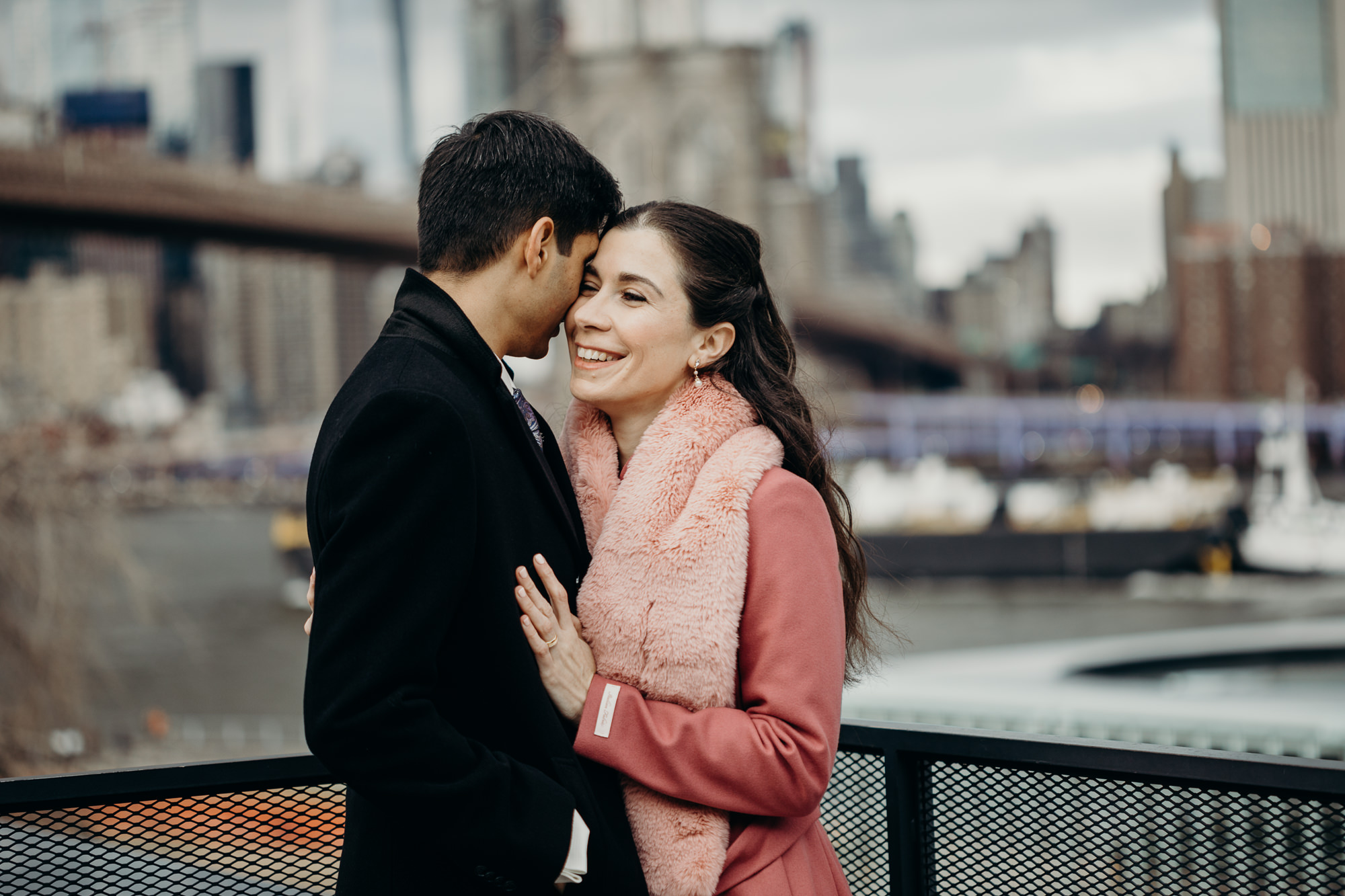 bride and groom portrait at dumbo in new york city, ny