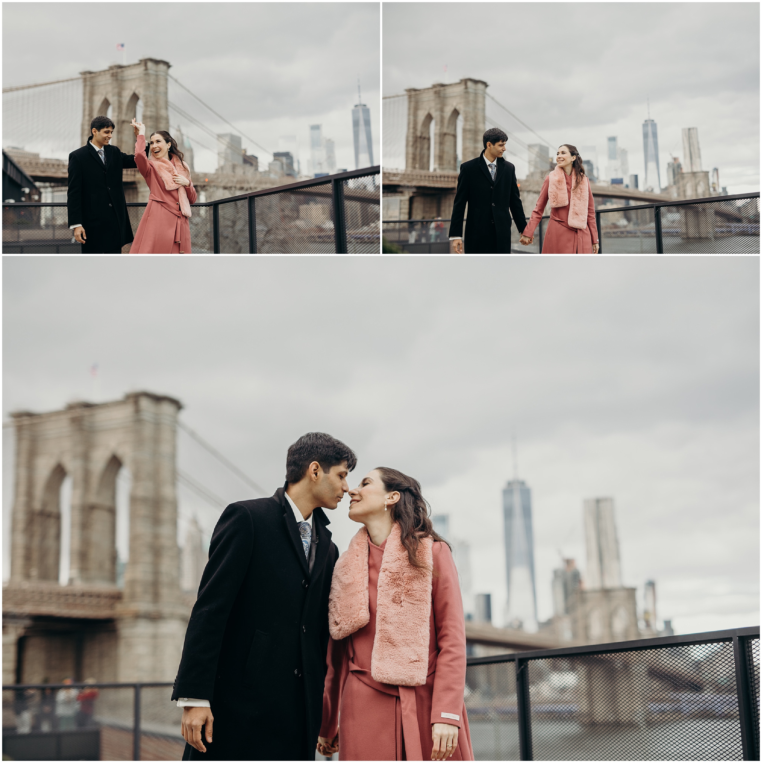 bride and groom portrait at dumbo in new york city, ny