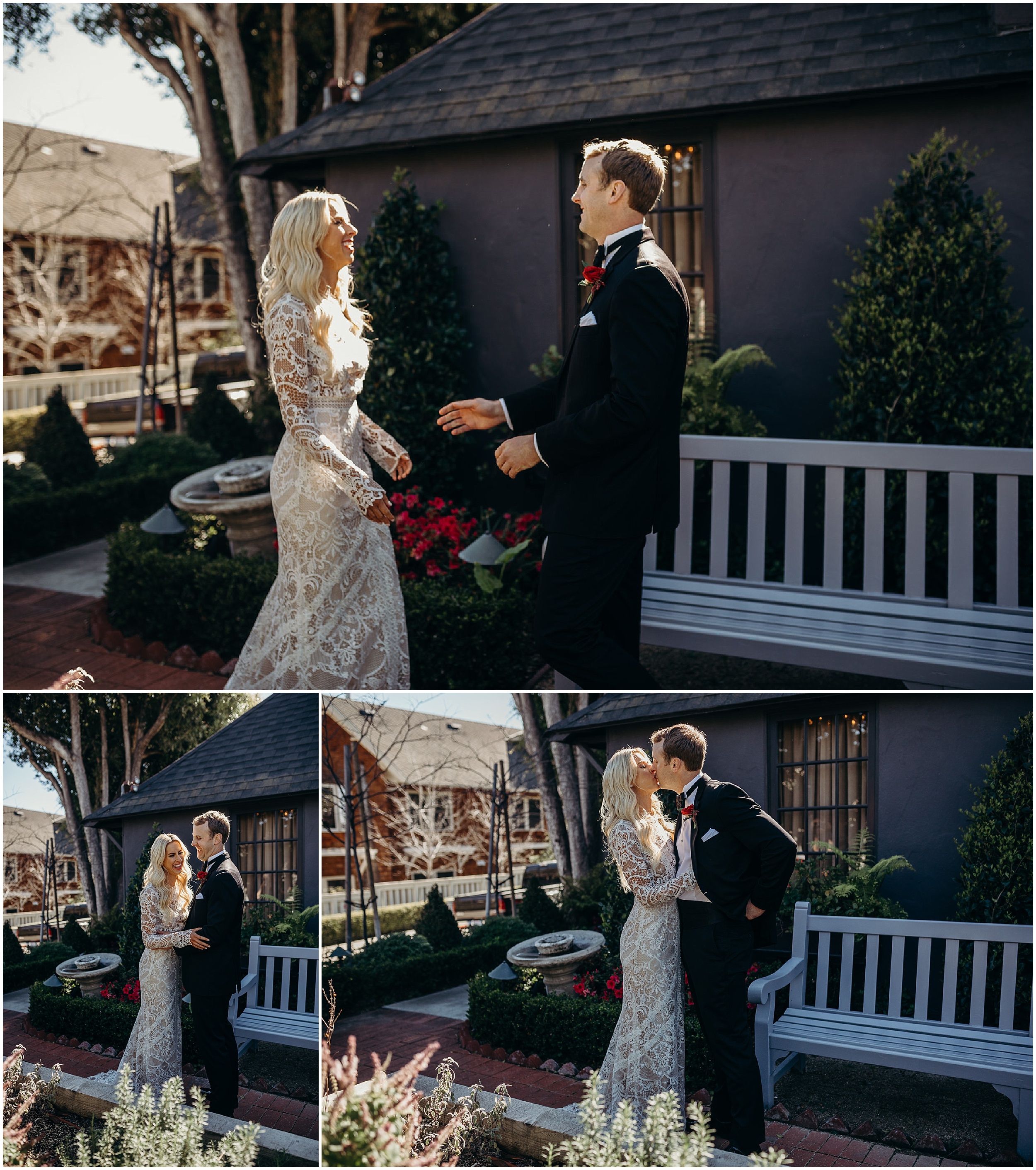first look with bride and groom at five crowns in newport CA