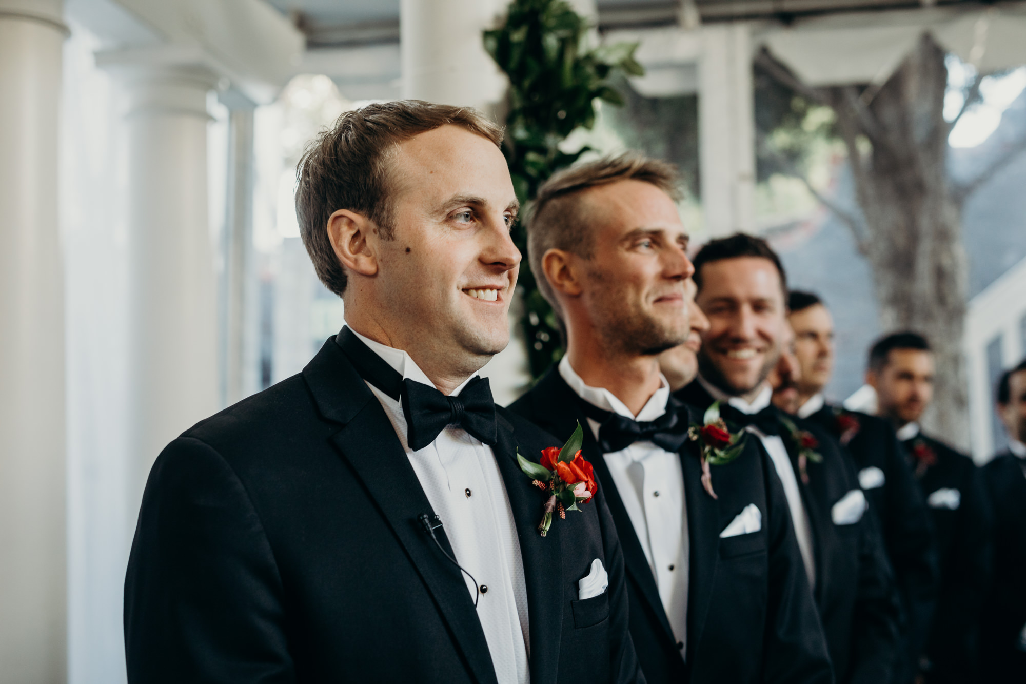 groom during wedding ceremony at five crowns in newport beach, CA