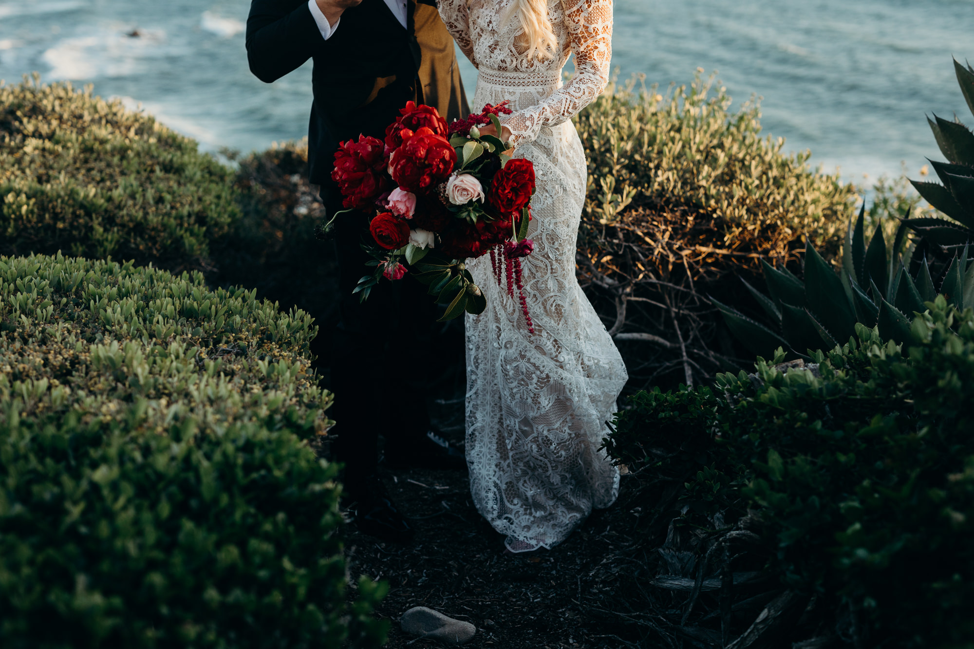 bride and groom portrait at newport beach, CA
