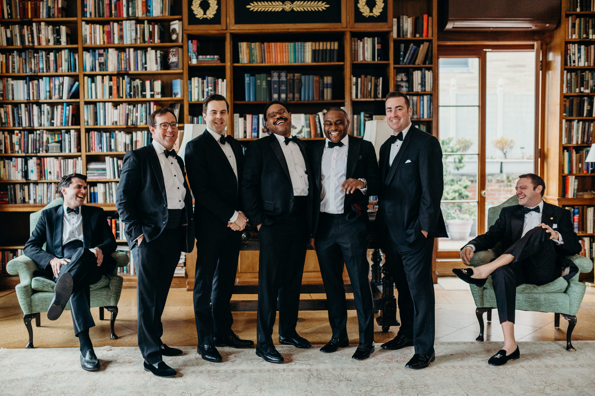 groom and groomsman portrait at cosmopolitan club in new york city, ny