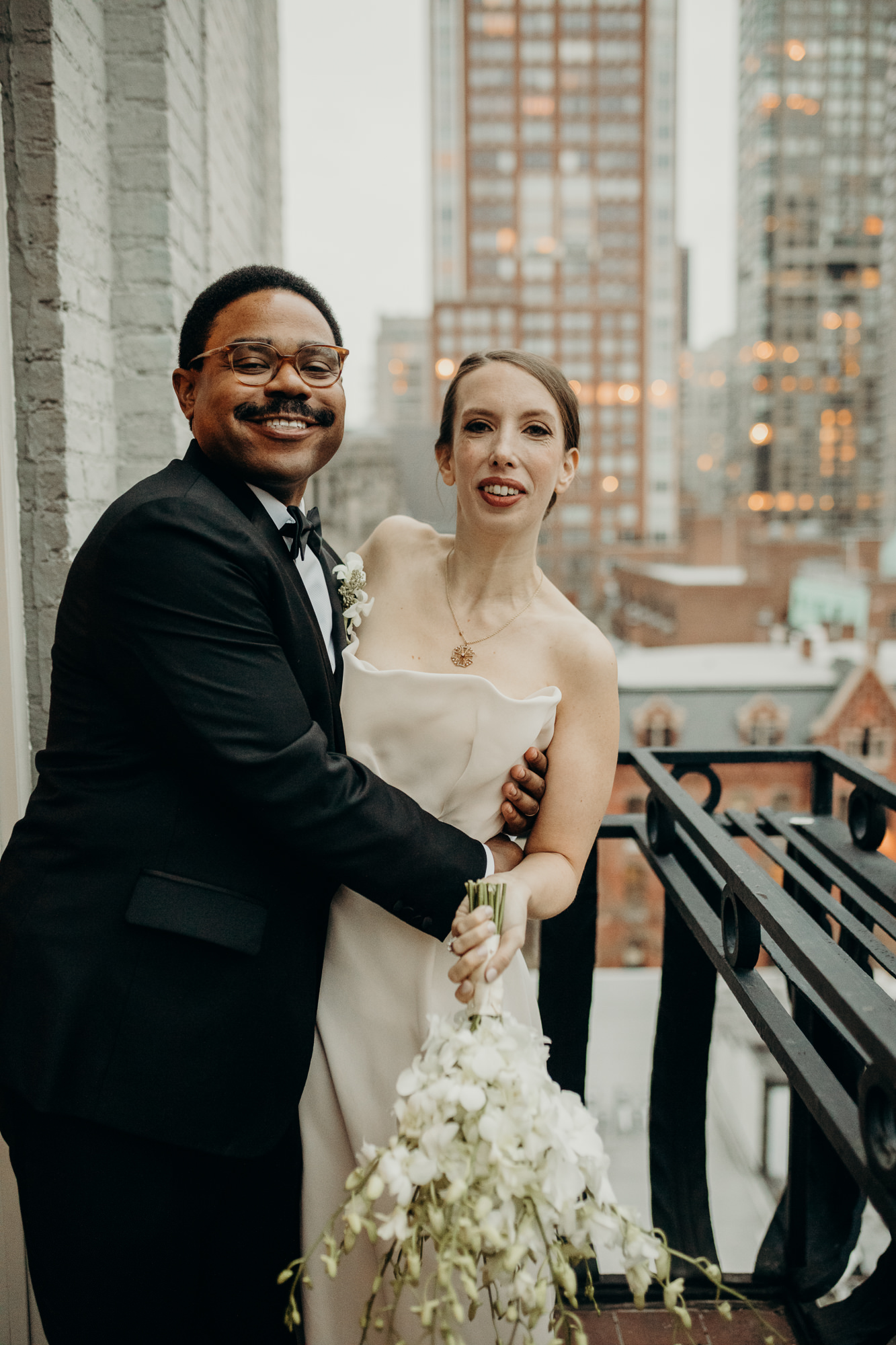 bride and groom portrait at cosmopolitan club in new york city, ny
