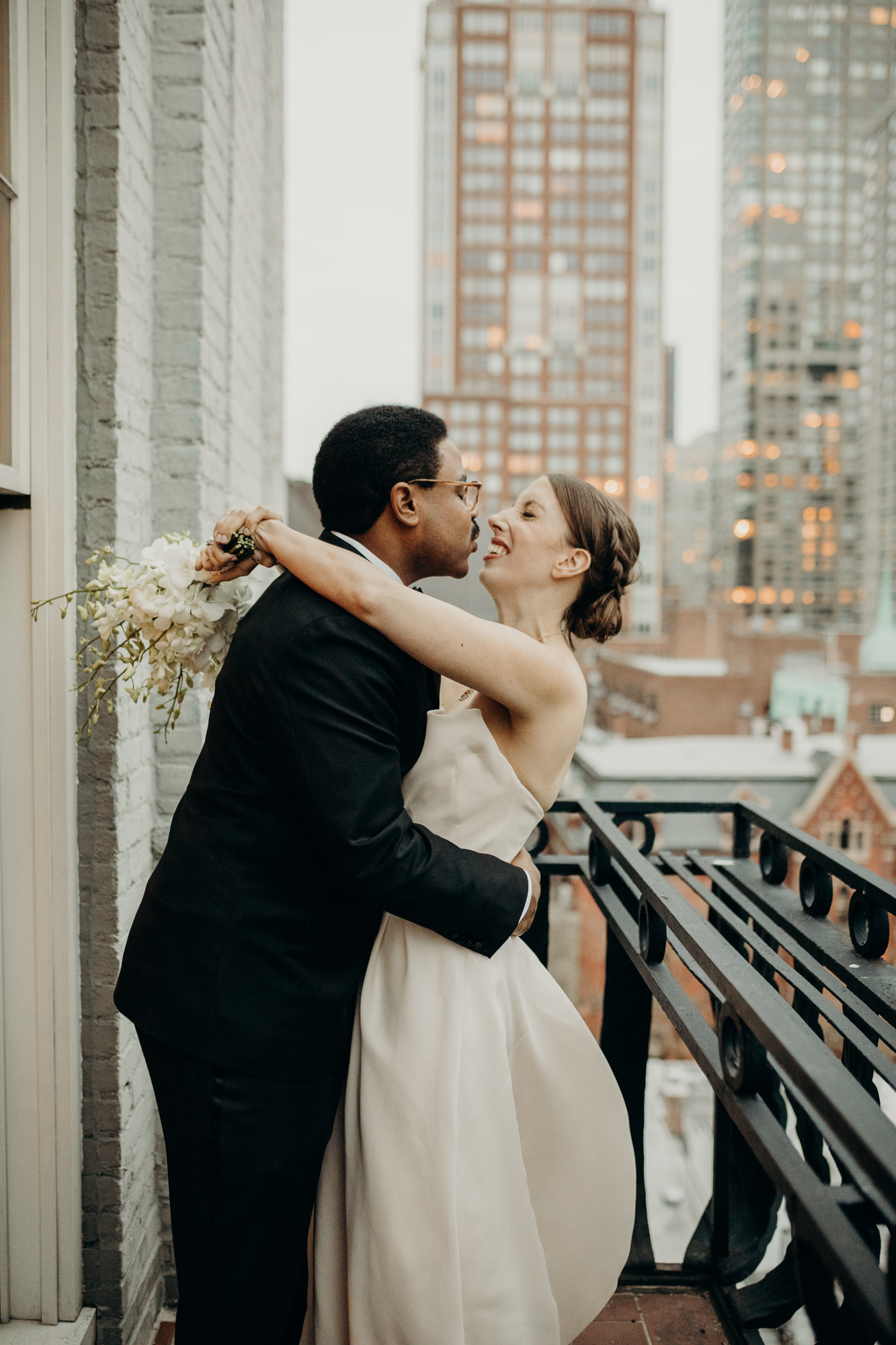bride and groom portrait at cosmopolitan club in new york city, ny