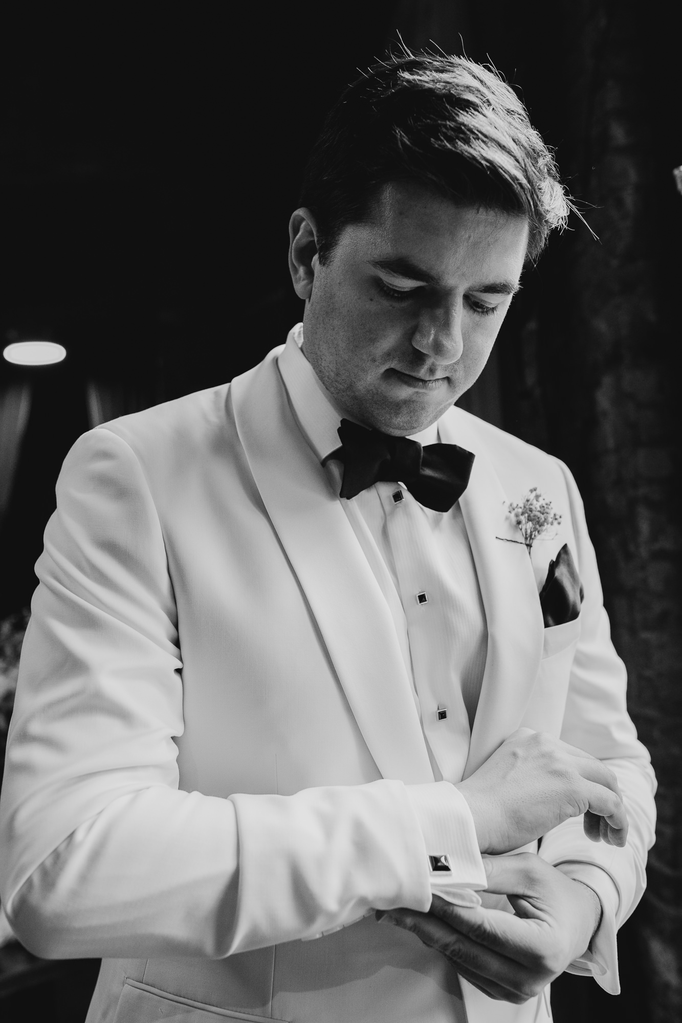 groom getting ready for his wedding at mymoon in brooklyn, new york