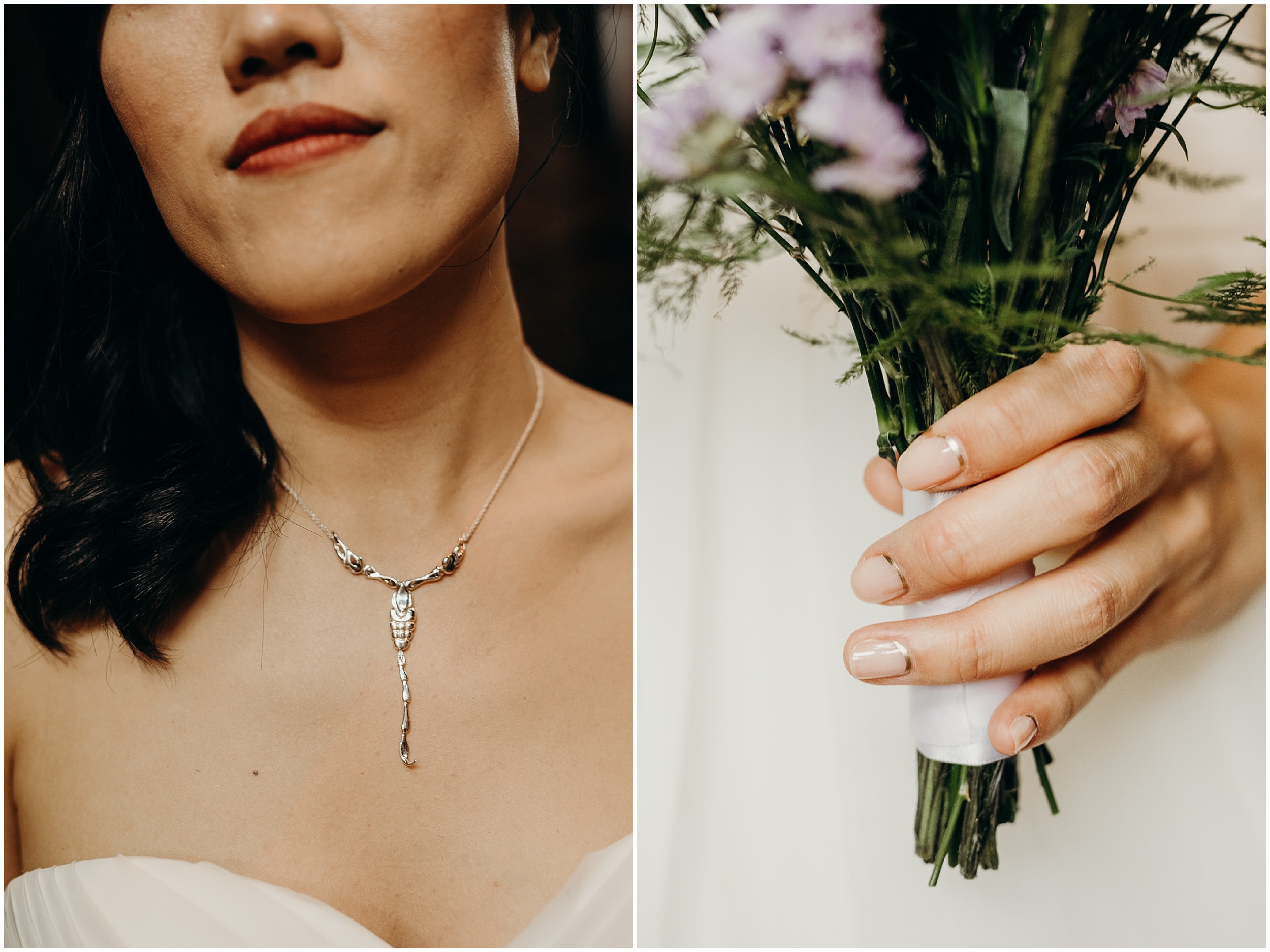 a scorpion necklace and bridal manicure at mymoon in brooklyn, new york