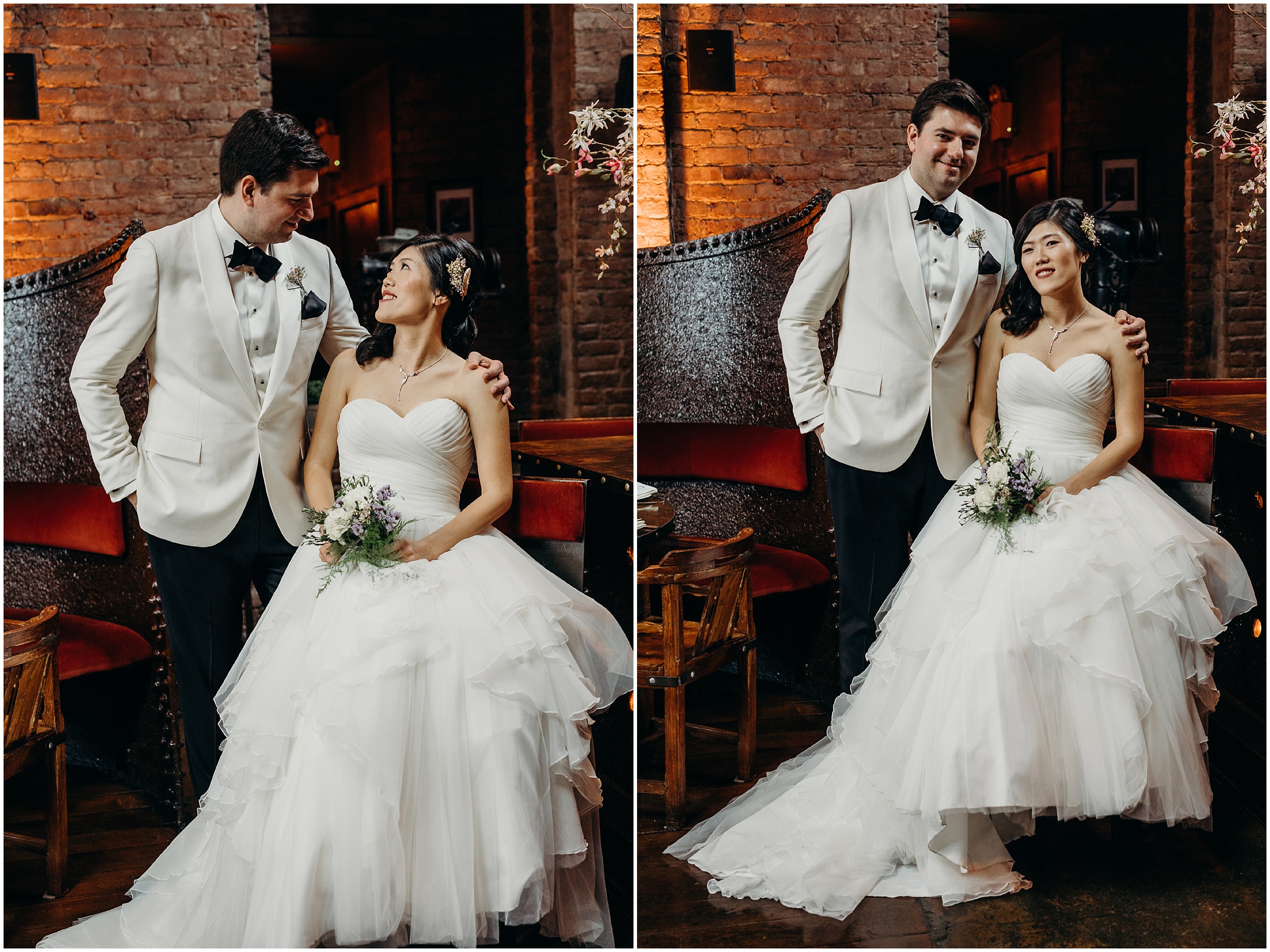 a portrait of a bride and groom at mymoon in brooklyn, new york
