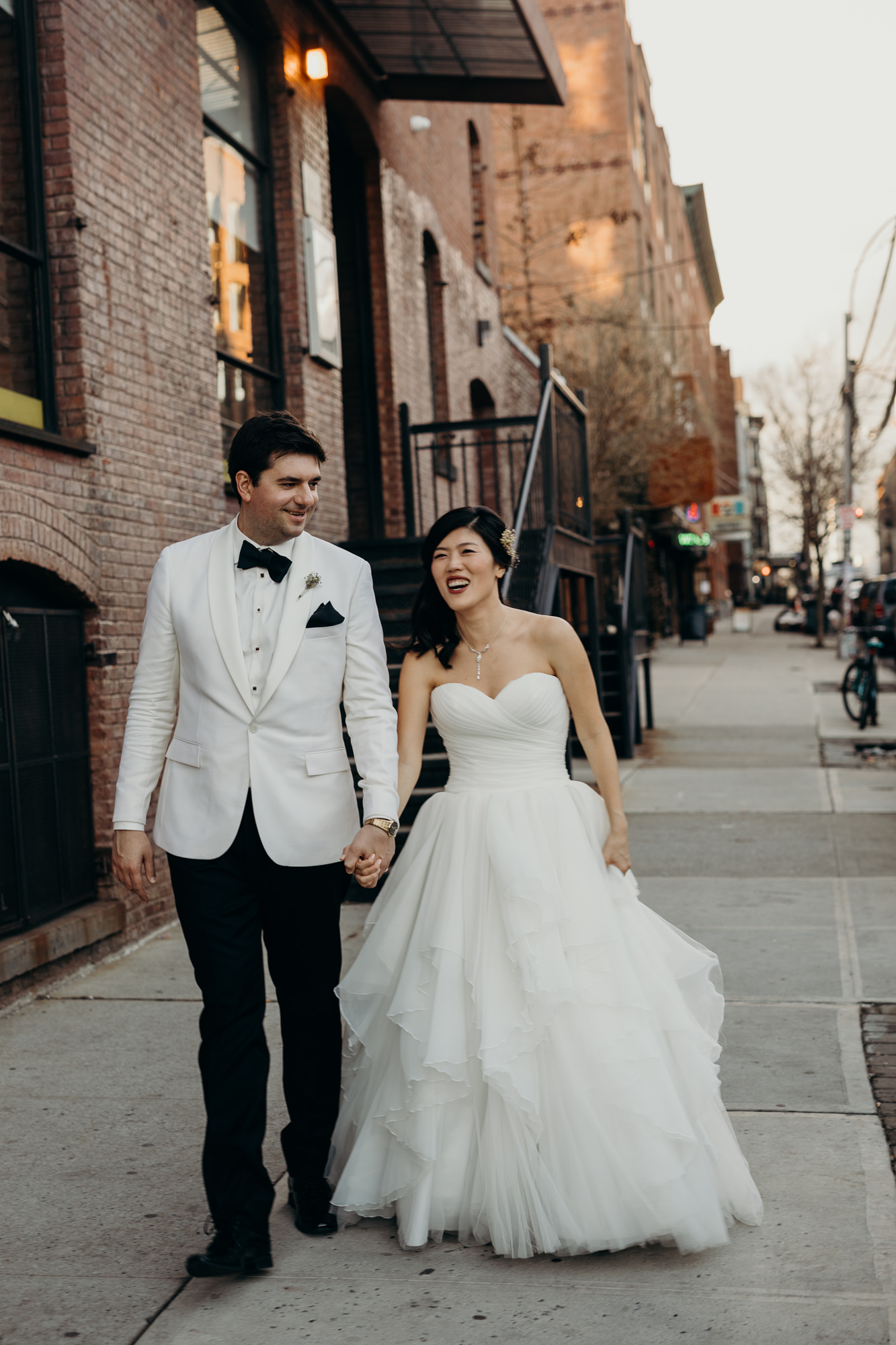 a portrait of a bride and groom at mymoon in brooklyn, new york