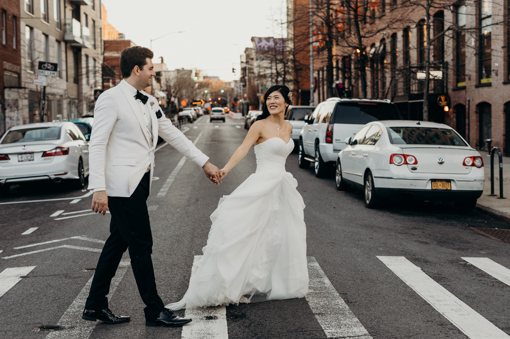 a portrait of a bride and groom in brooklyn, new york