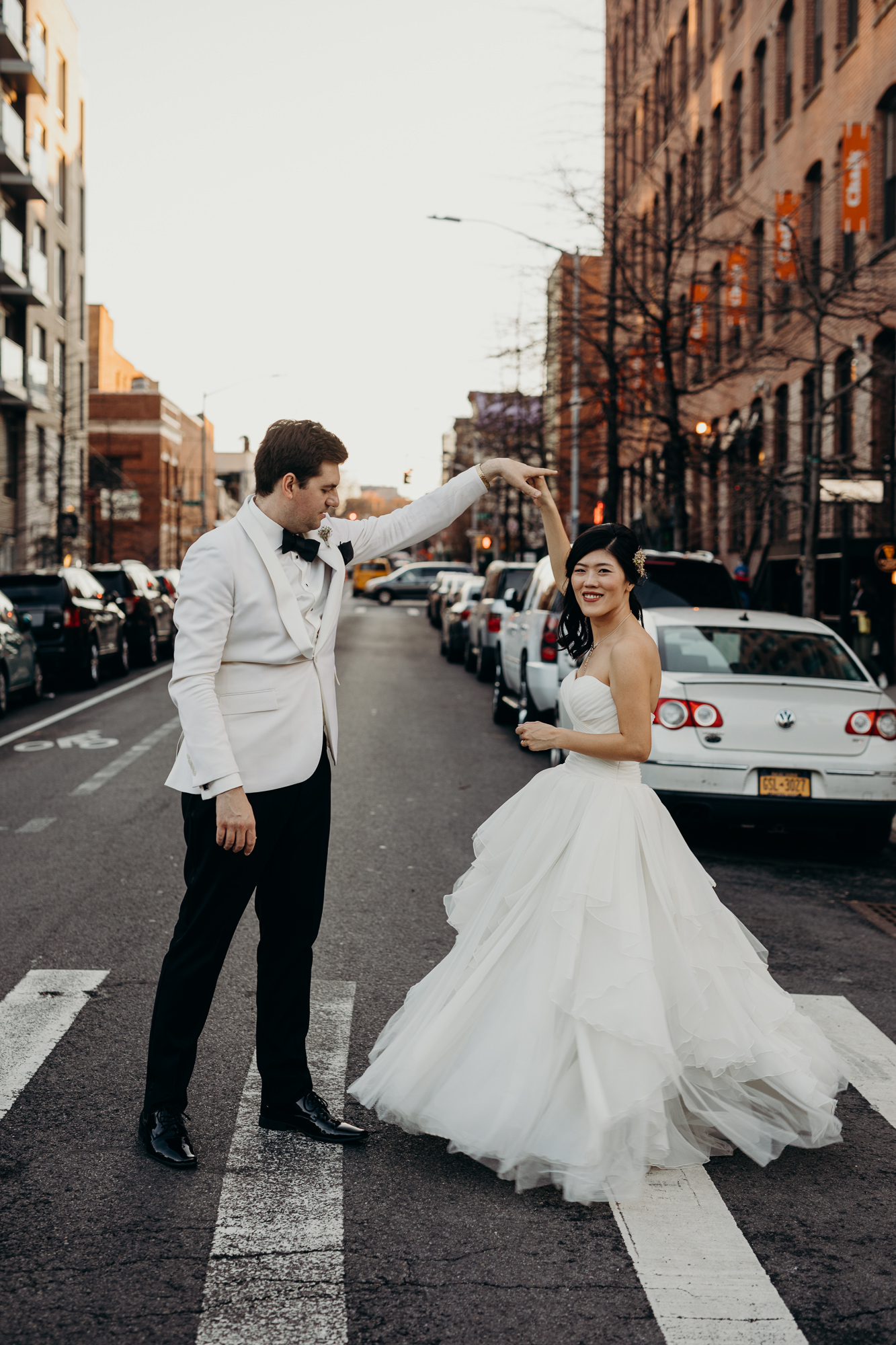 a portrait of a bride and groom in brooklyn, new york