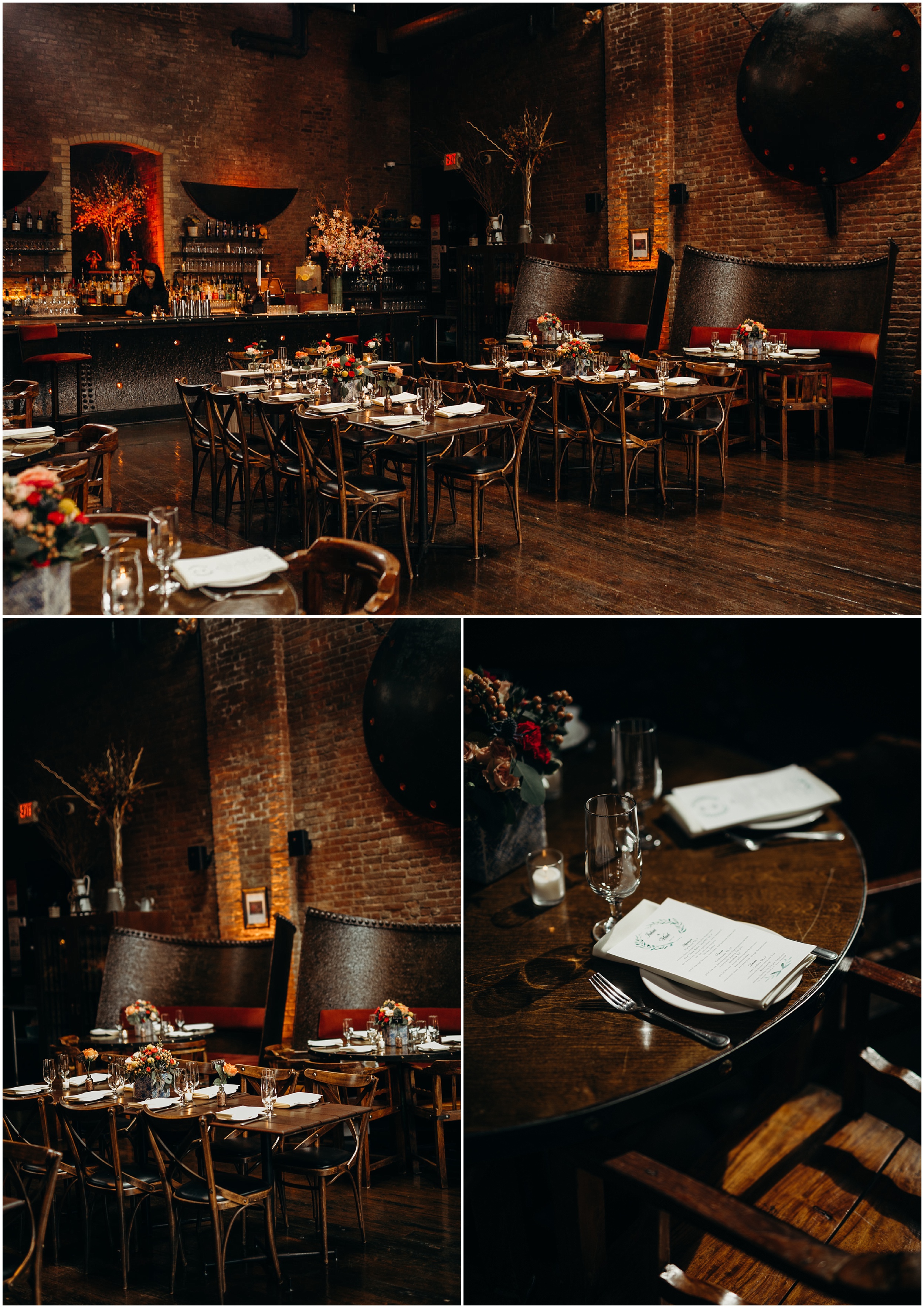 wedding reception decor and tables at mymoon in brooklyn, new york