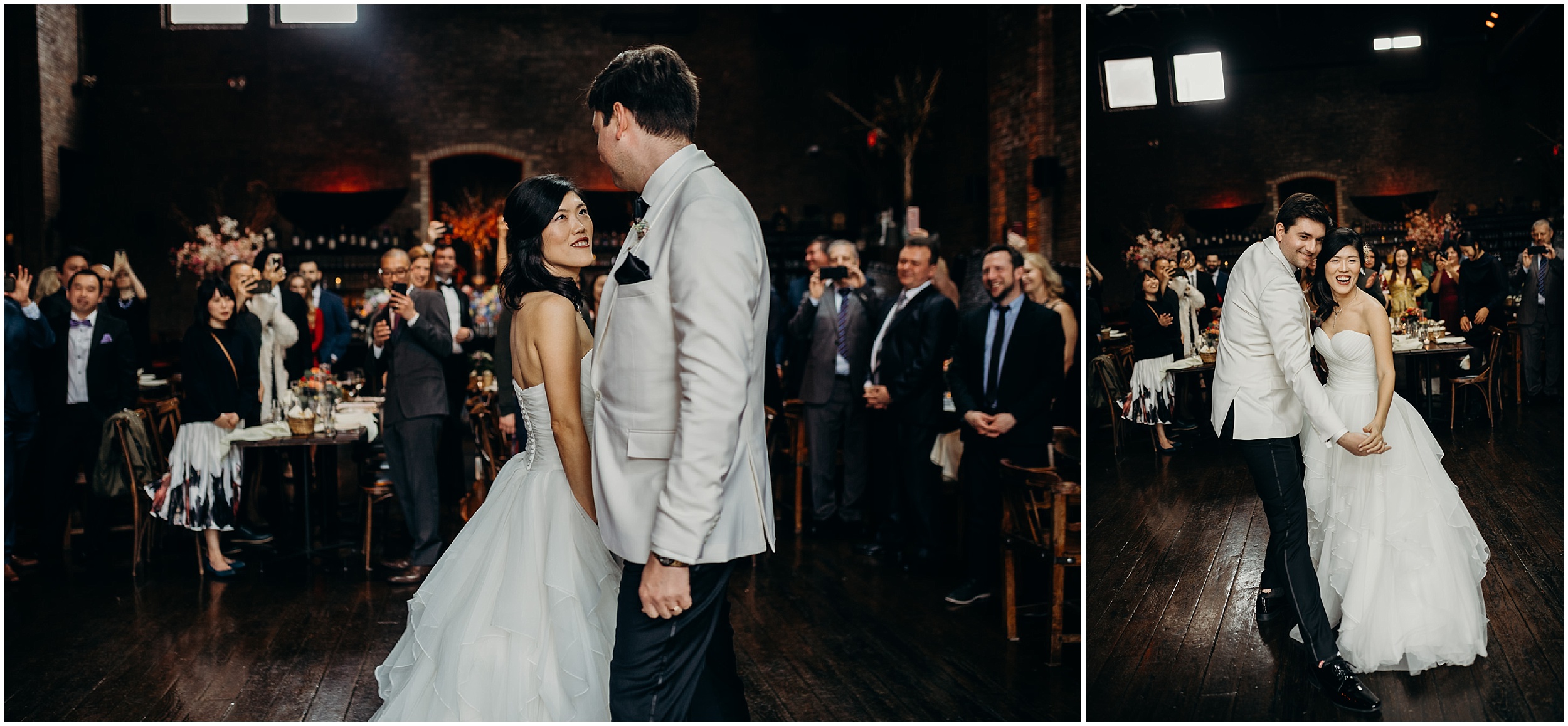 bride and groom share a first dance at mymoon in brooklyn, new york