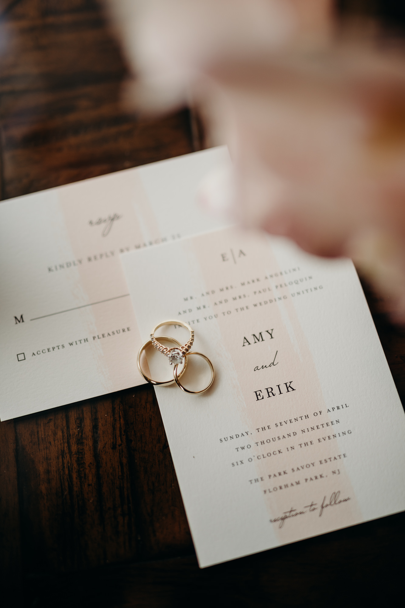 wedding bands and invitations at the park savoy in florham park, new jersey