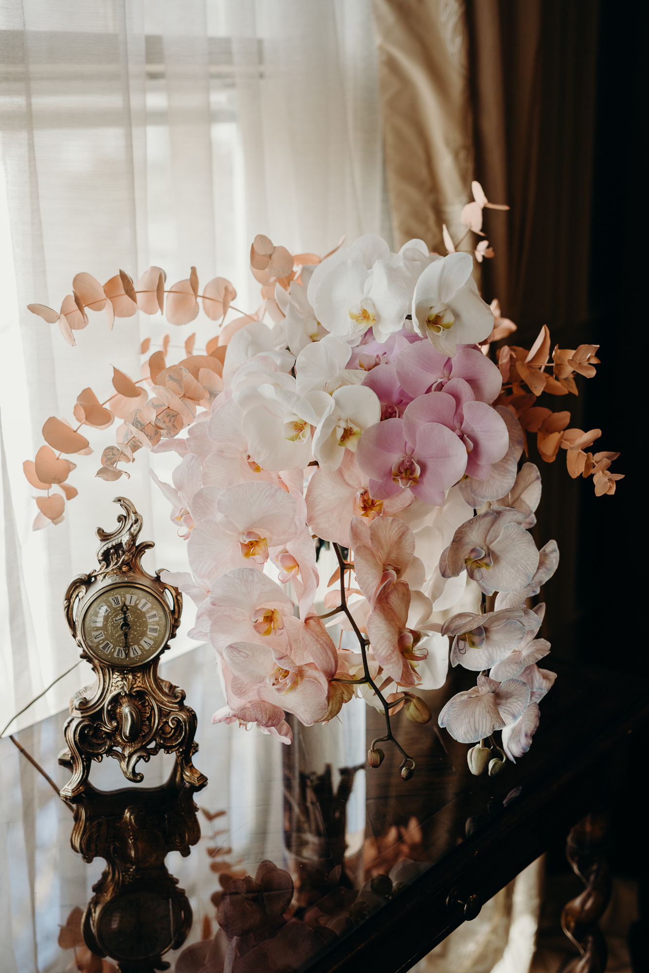 a bridal bouquet of orchids at the park savoy in florham park, new jersey