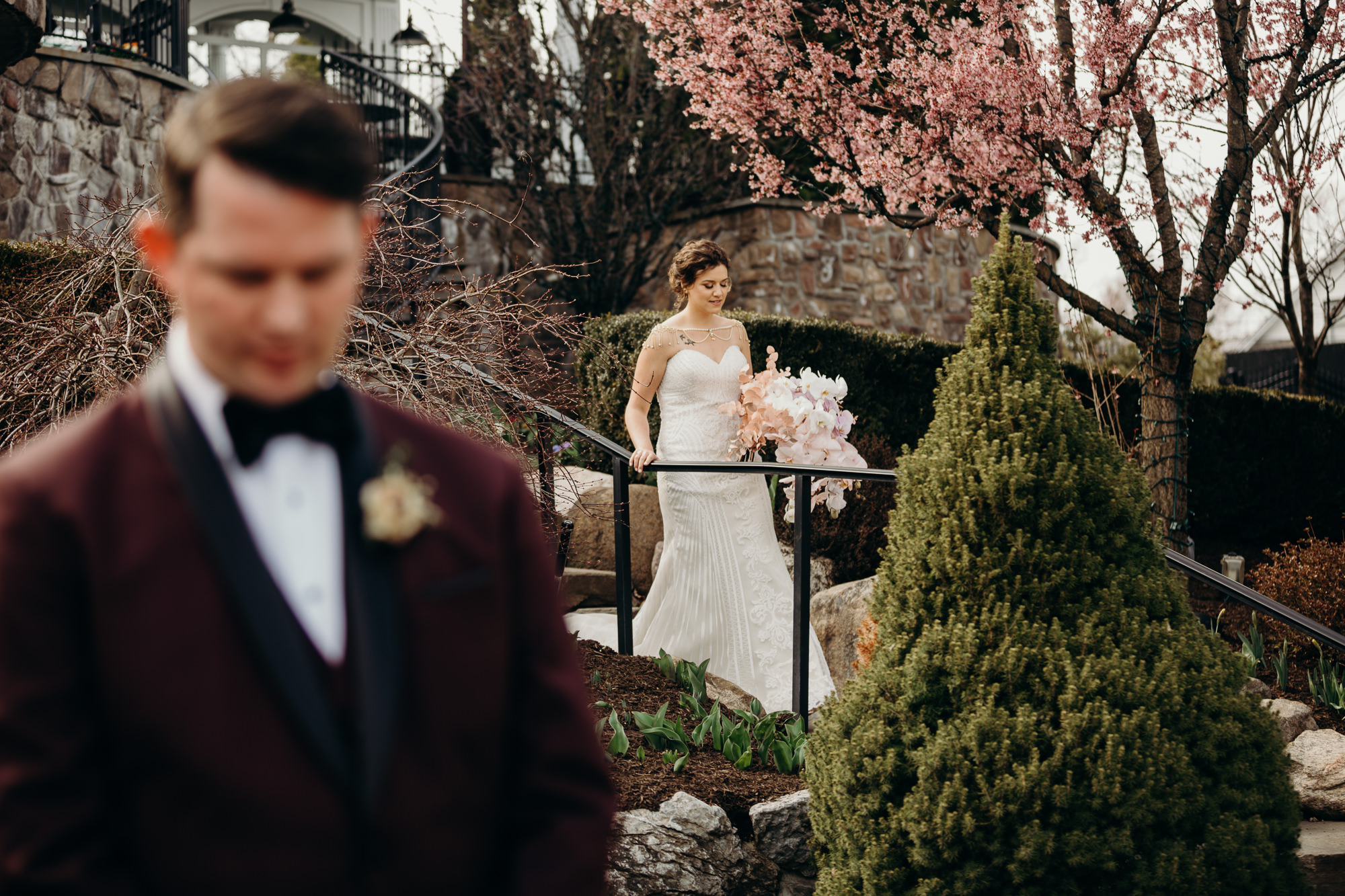 a portrait of a bride and groom at the park savoy in florham park, new jersey