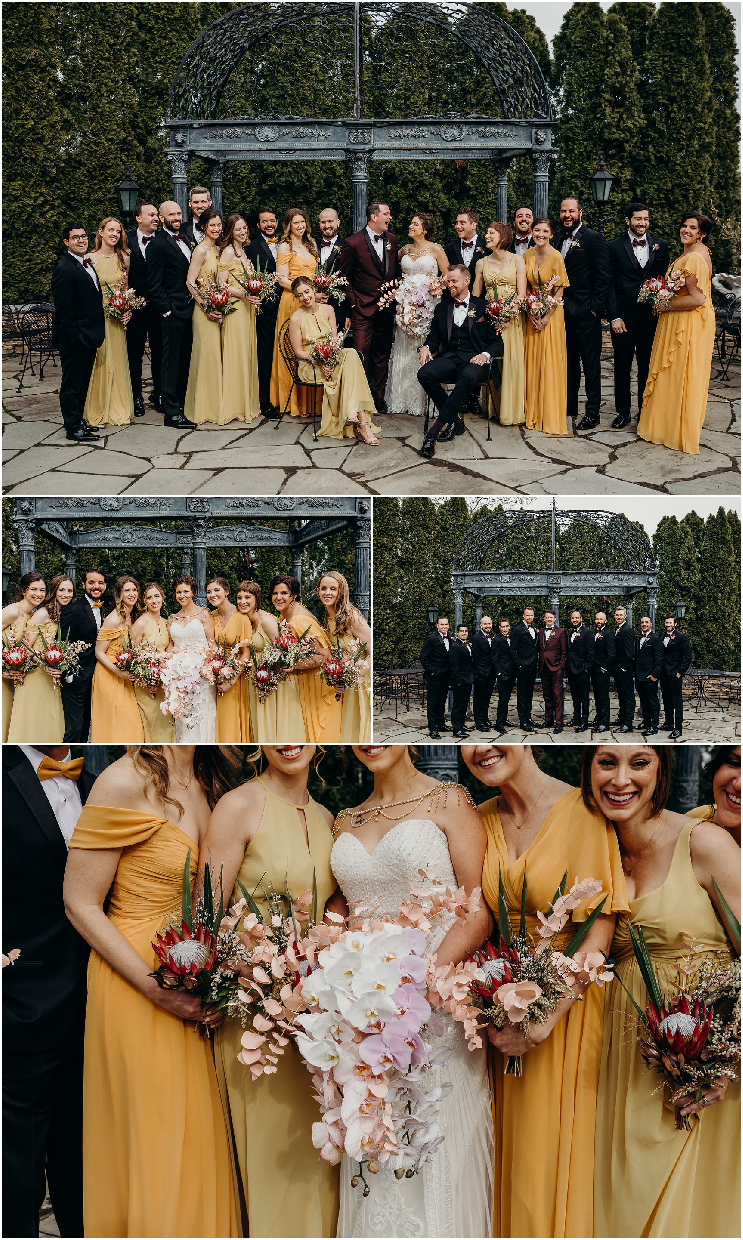 bridal party portraits at the park savoy in florham park, new jersey