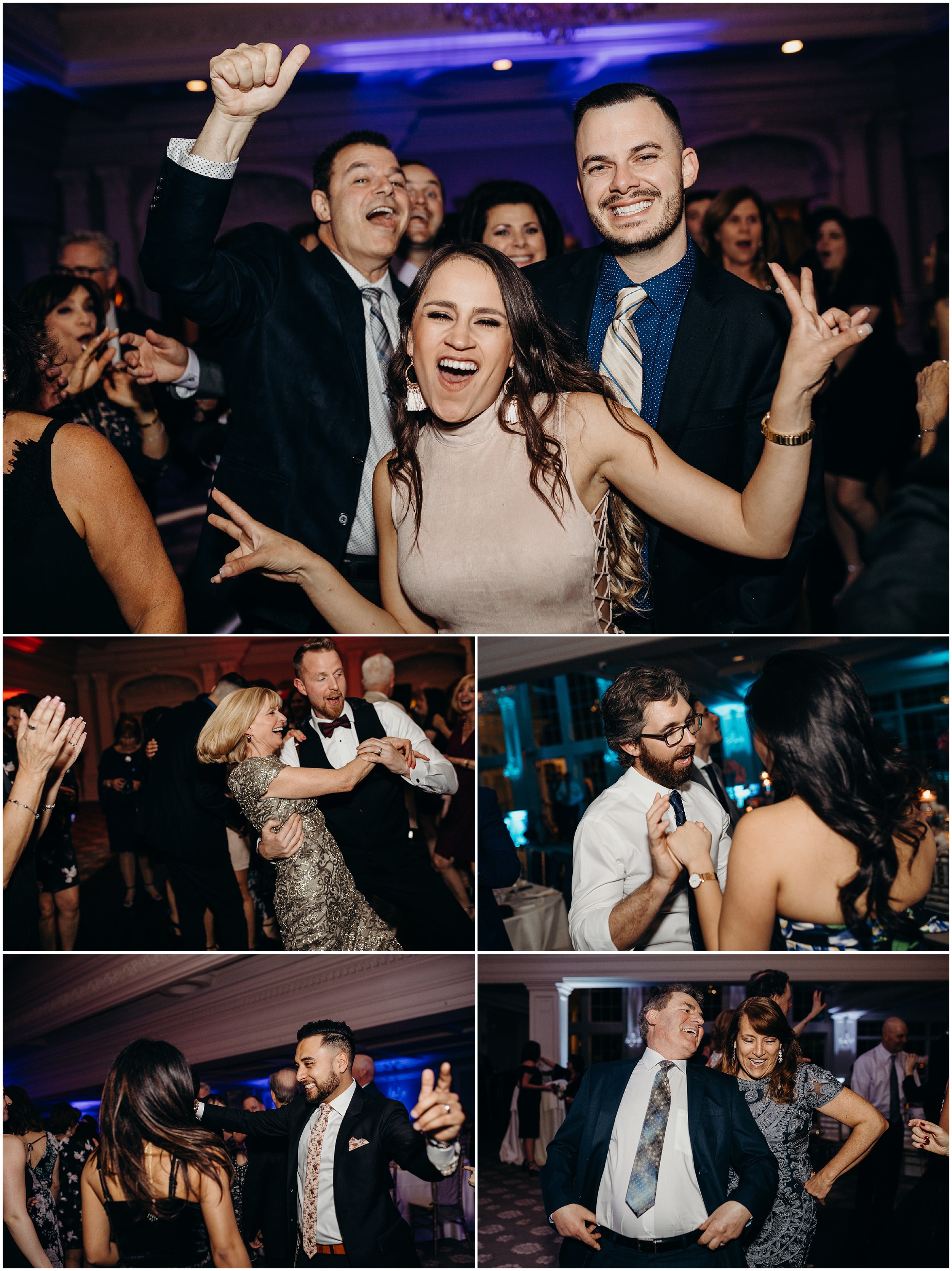 a collage of photos of people dancing at the park savoy in florham park, new jersey