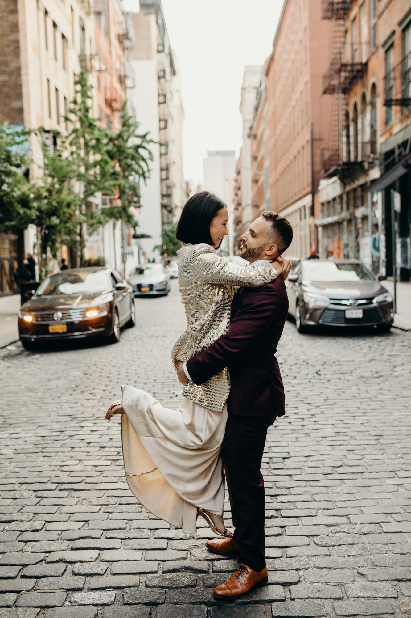a portrait of a bride and groom in new york, new york