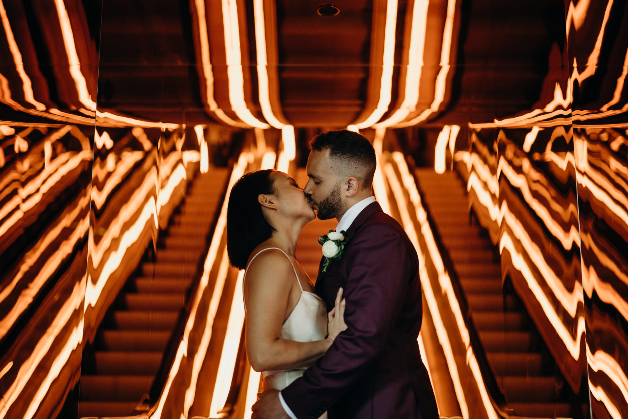 a portrait of a bride and groom at public hotel in new york city, new york