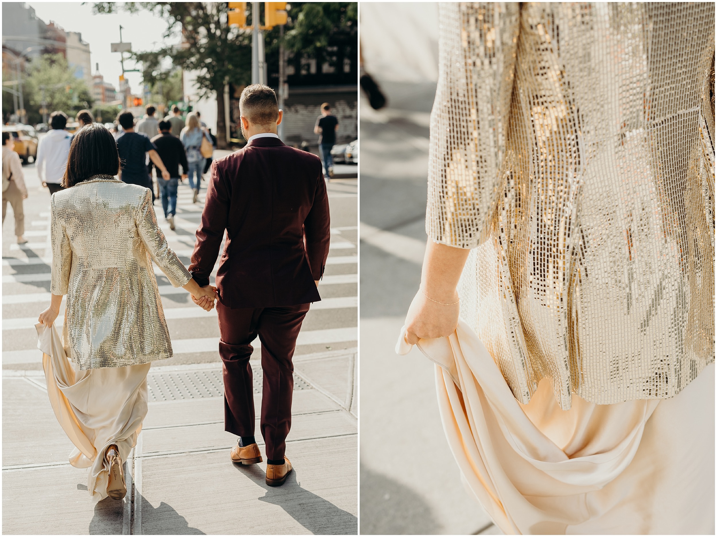 a portrait of a bride and groom in new york city, new york