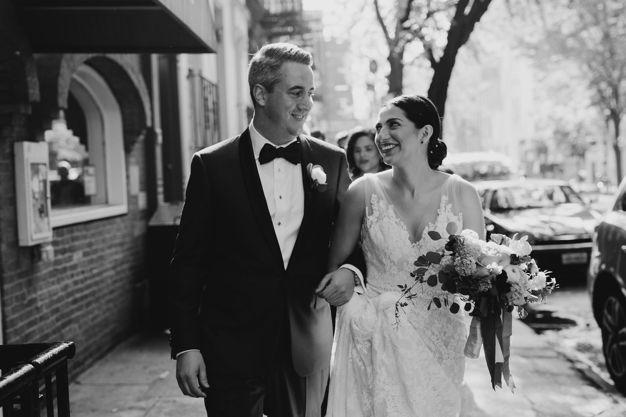 a portrait of a bride and groom in the west village, new york city