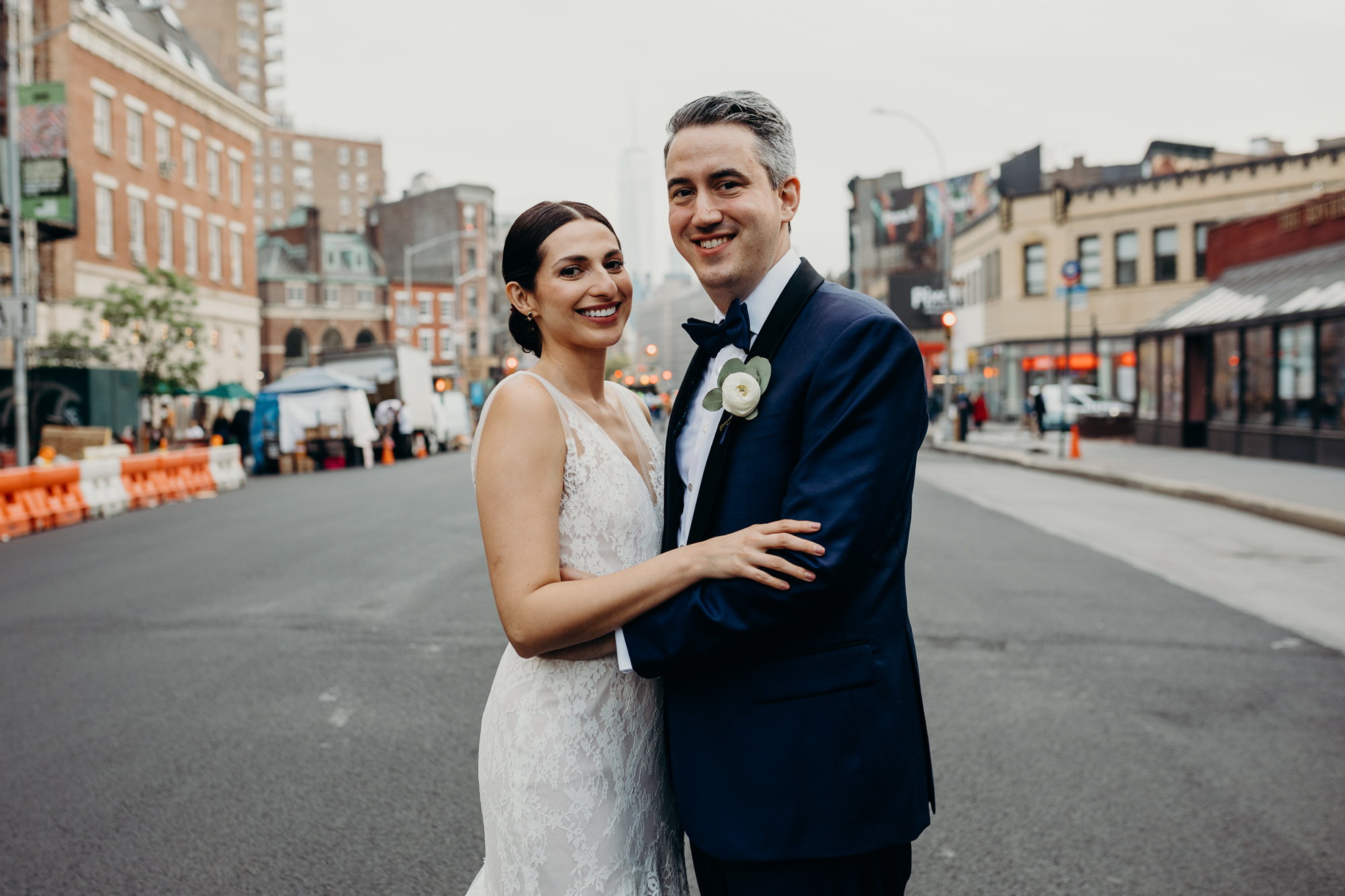 a portrait of a bride and groom in the west village, new york city