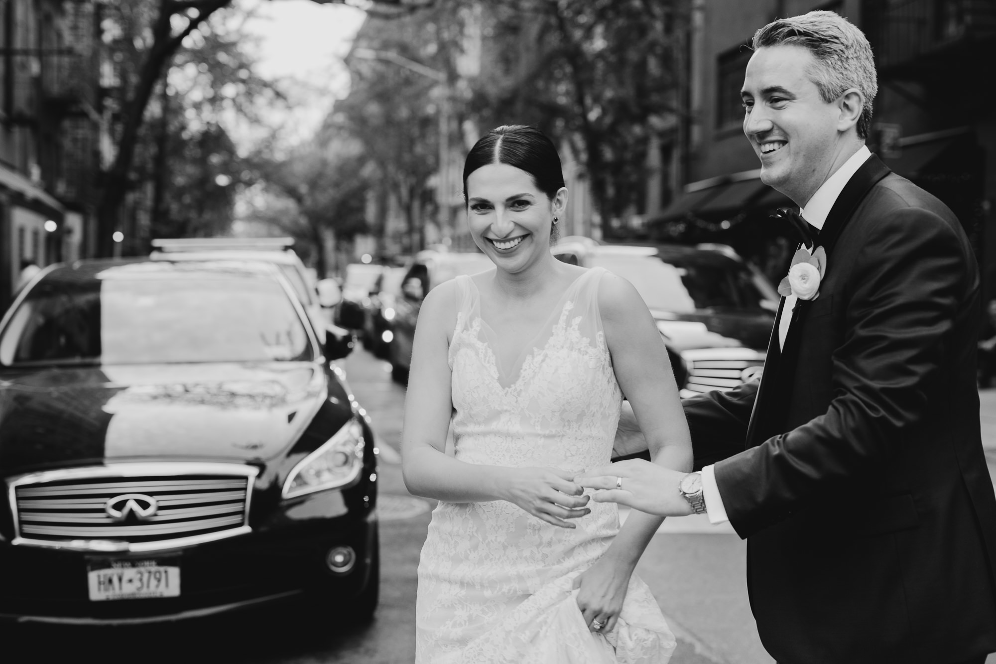a portrait of a bride and groom in the west village, new york city