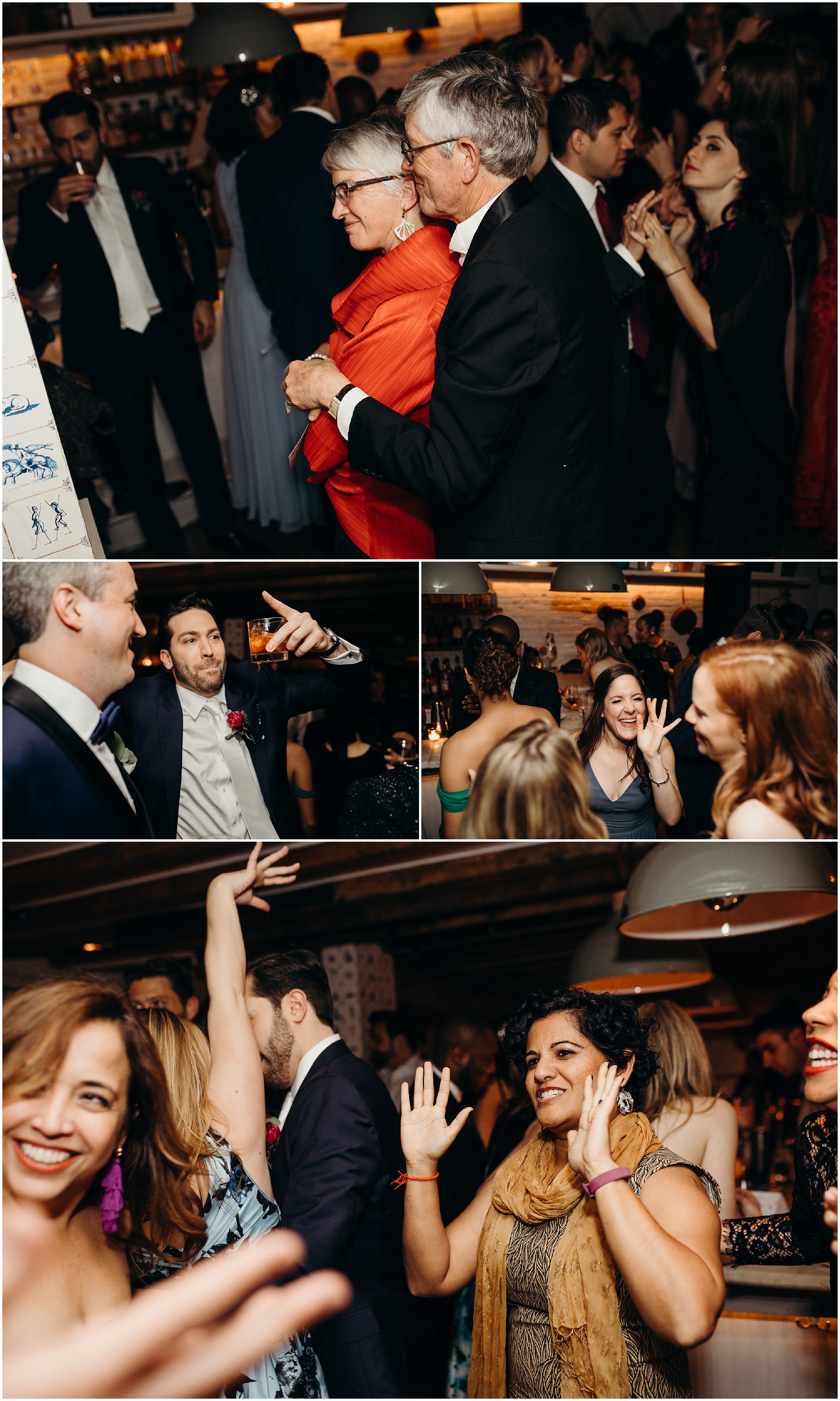 guests dance at a wedding at bobo in the west village, new york city