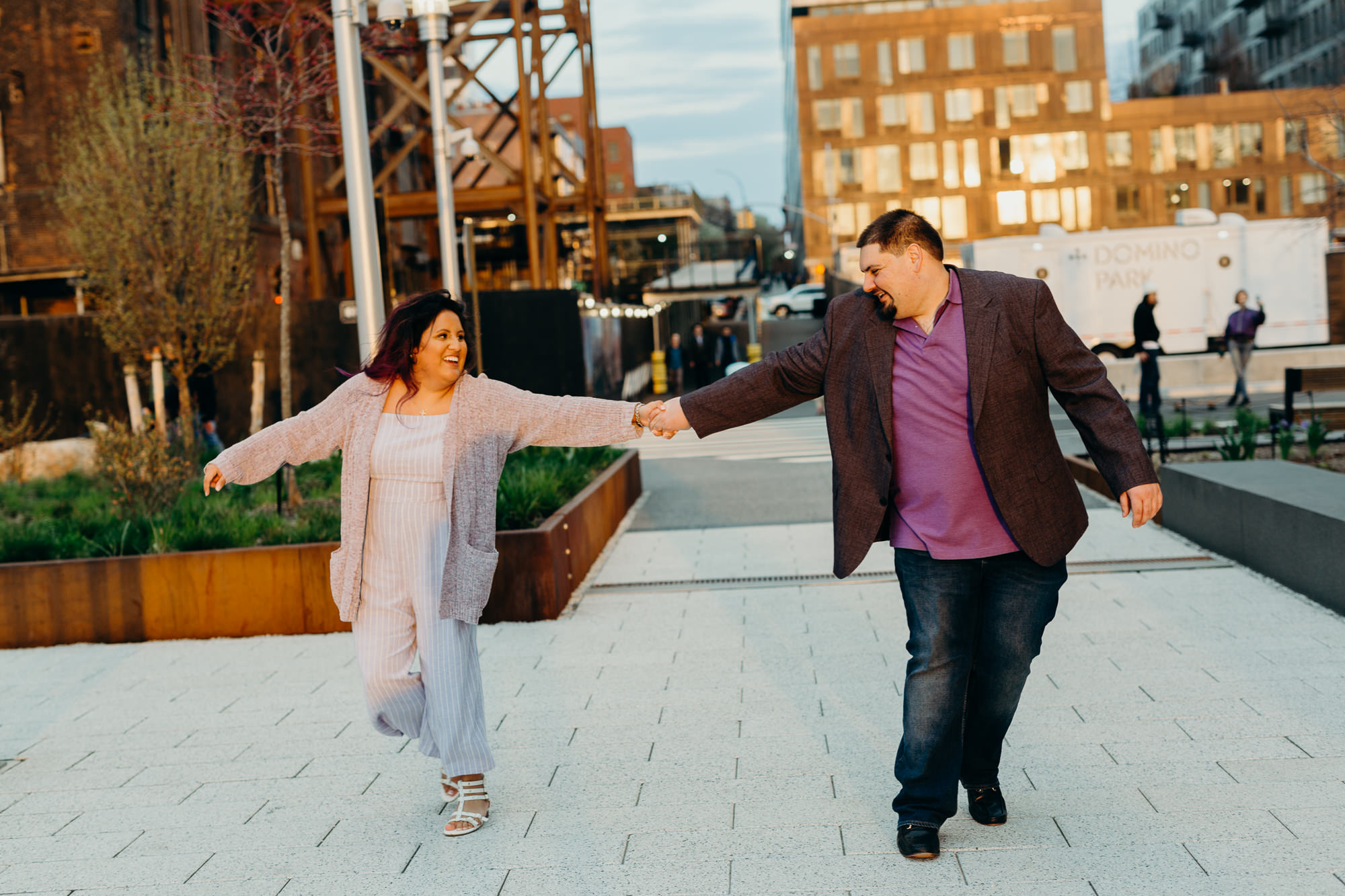 a portrait of a couple in williamsburg, brooklyn
