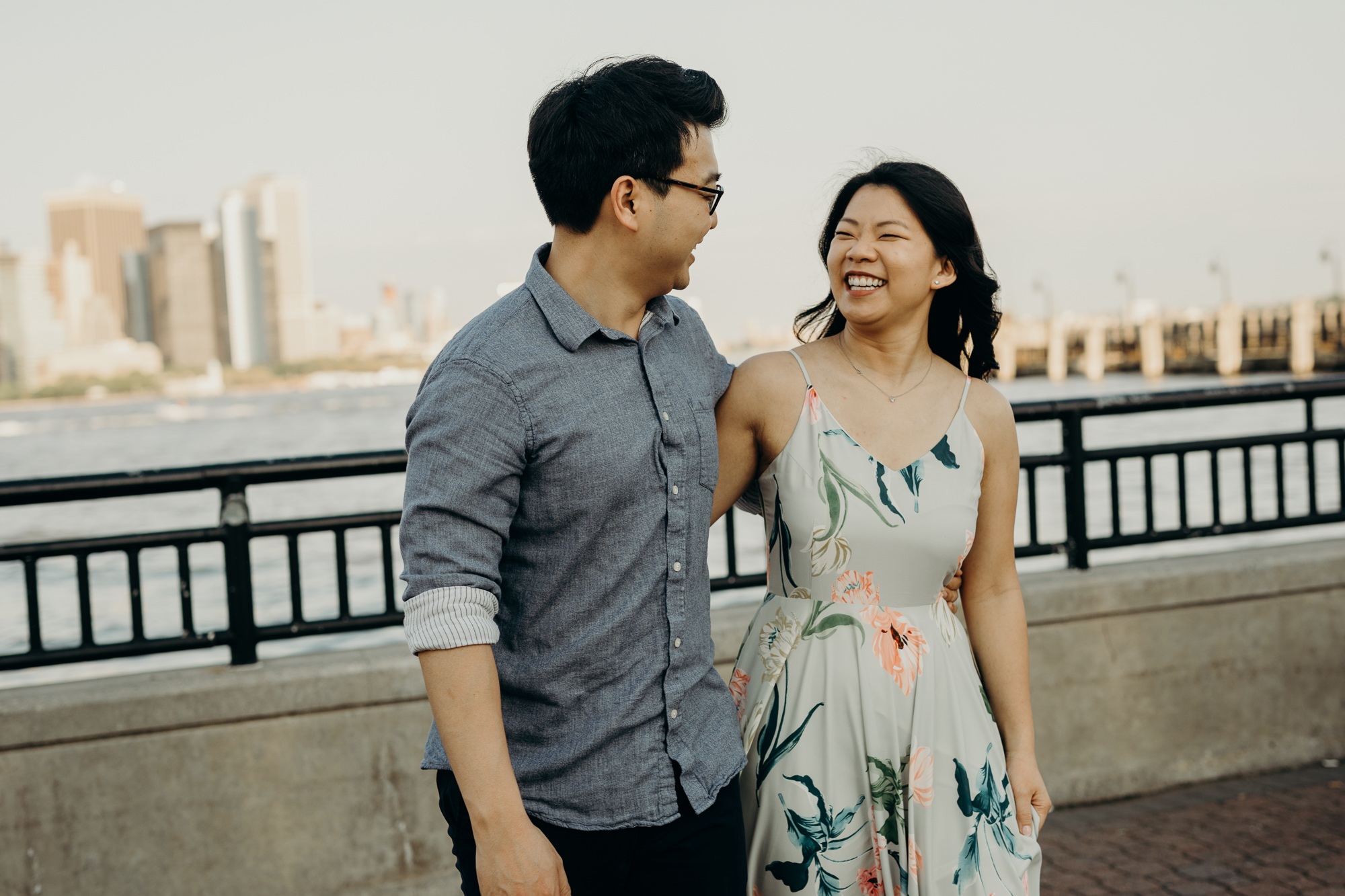 a portrait of a couple at liberty state park in jersey city, new jersey
