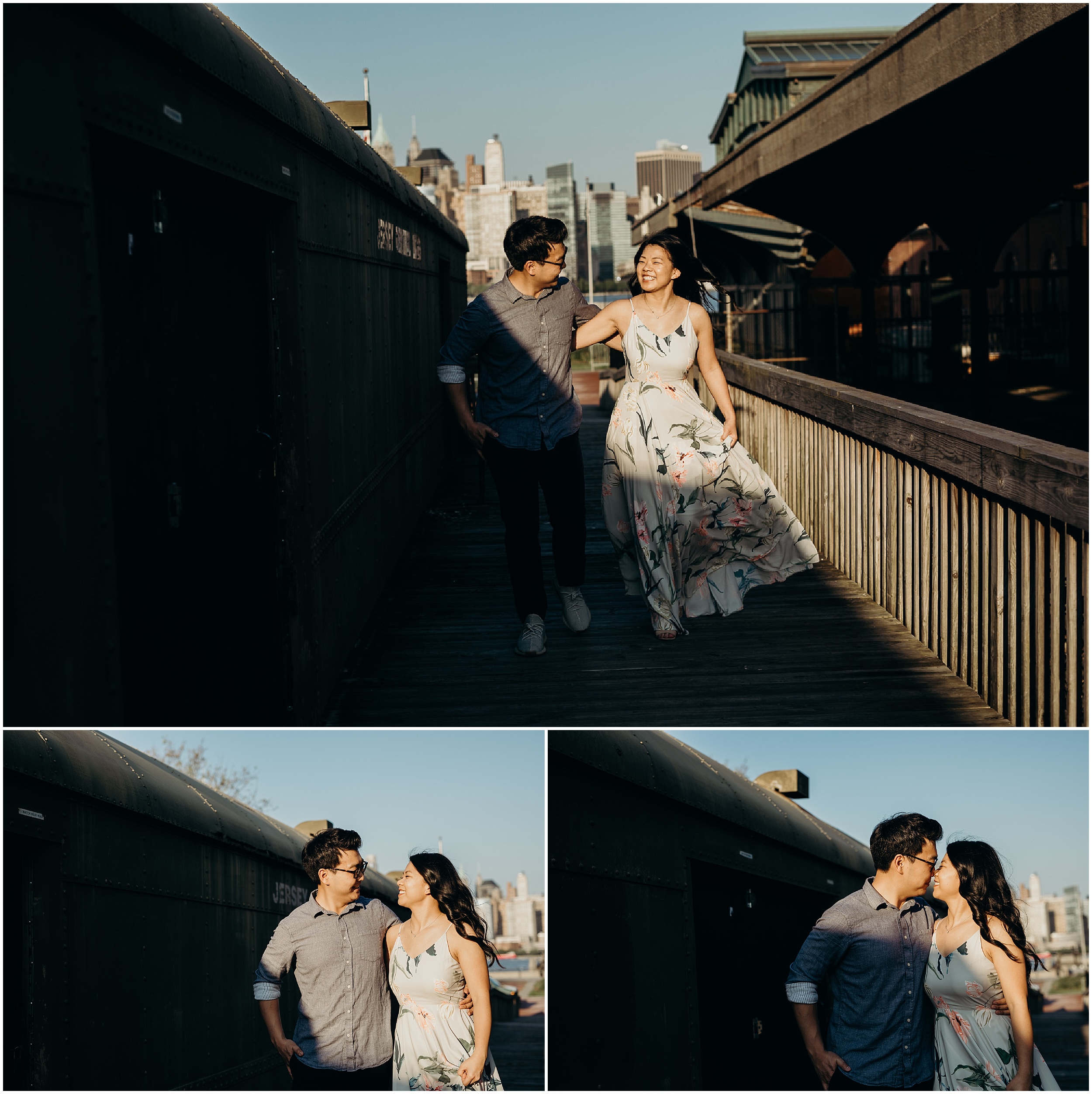 a portrait of a couple at liberty state park in jersey city, new jersey