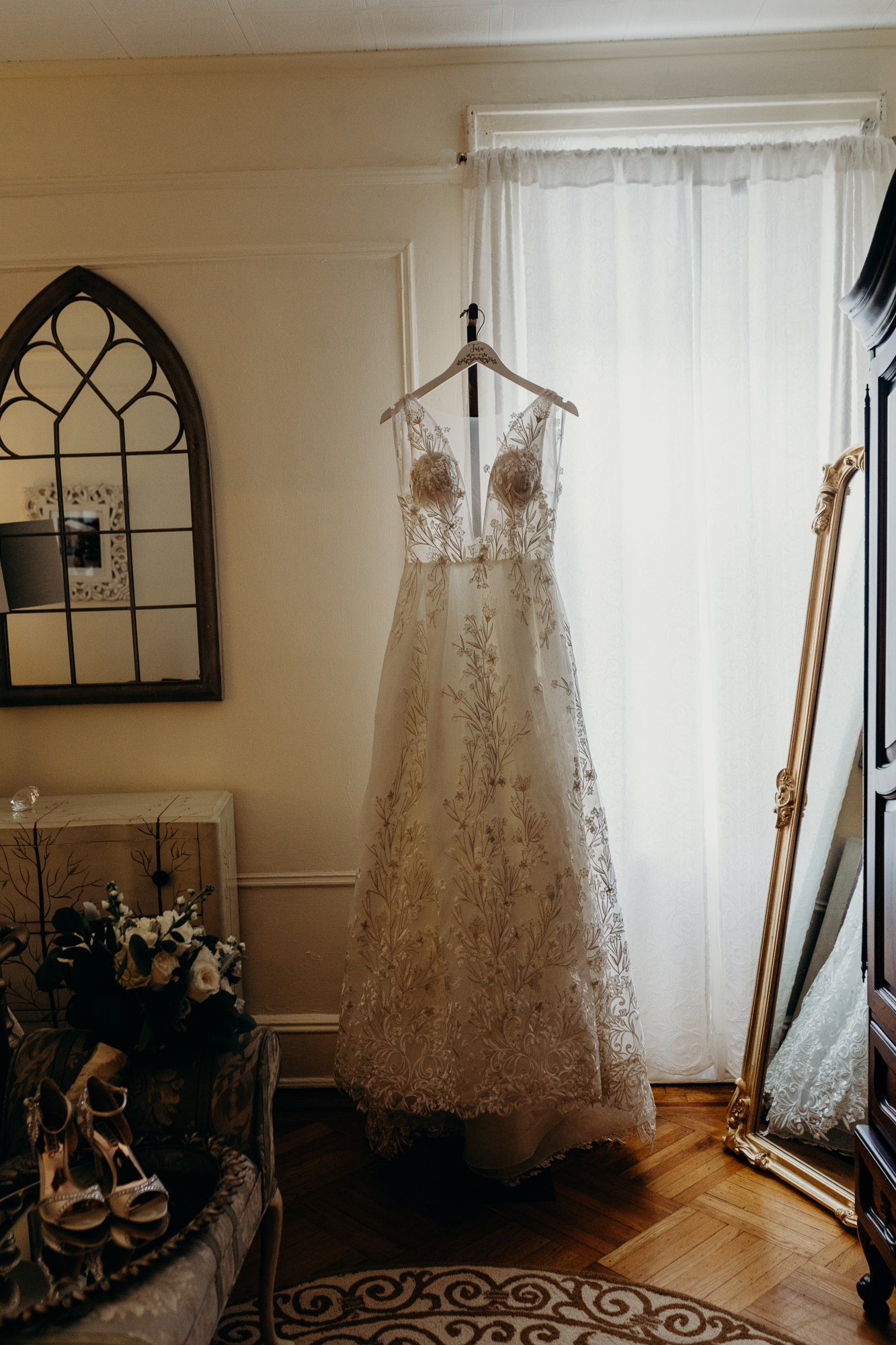 a wedding gown at liberty warehouse in brooklyn, new york city