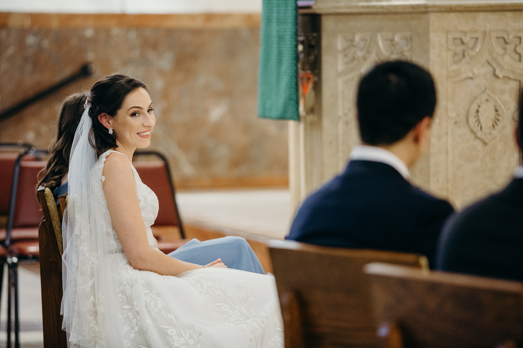 a bride during her wedding ceremony in bay ridge, brookyn