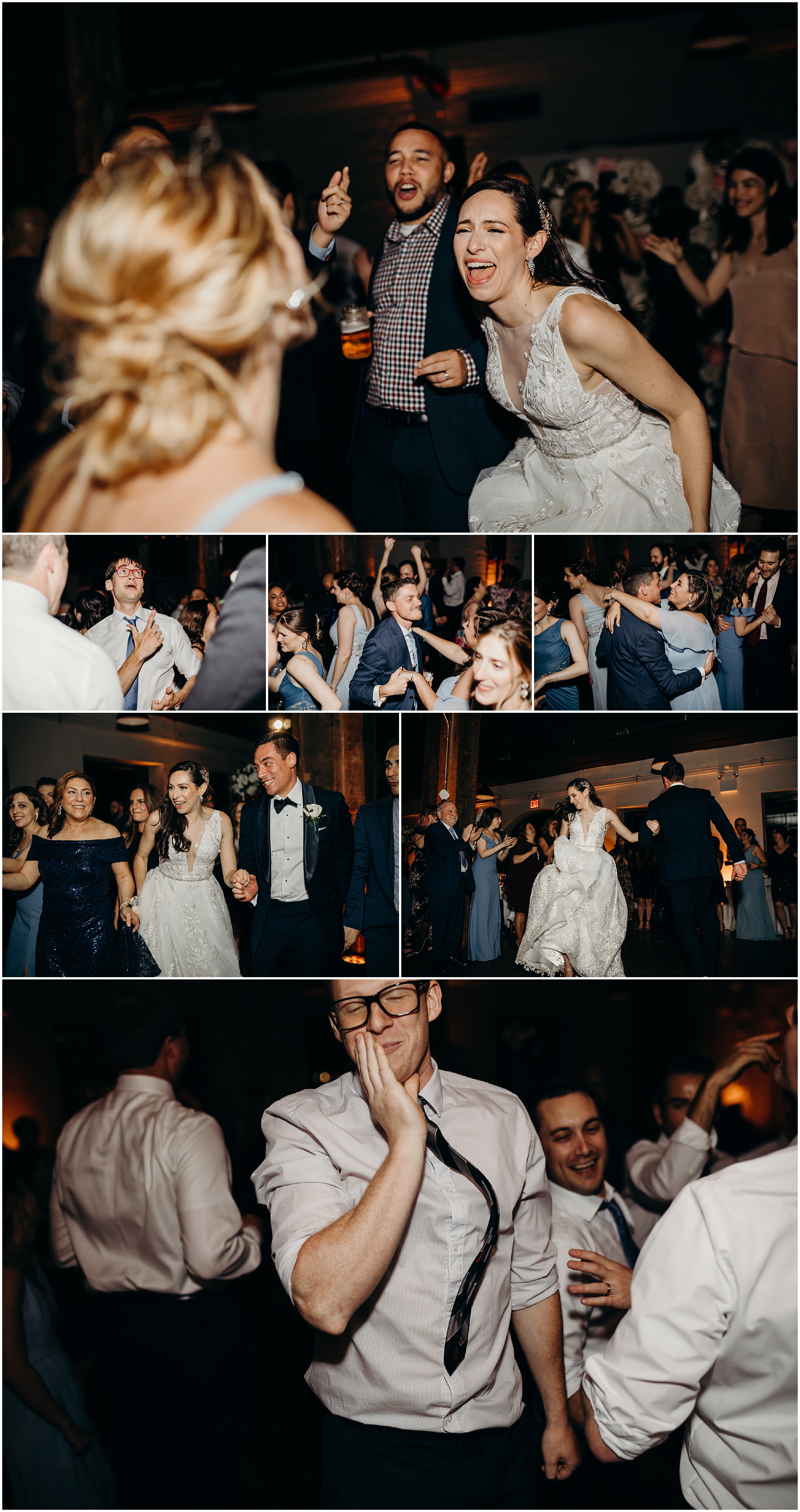 guests dance during a wedding reception at liberty warehouse in brooklyn, new york city