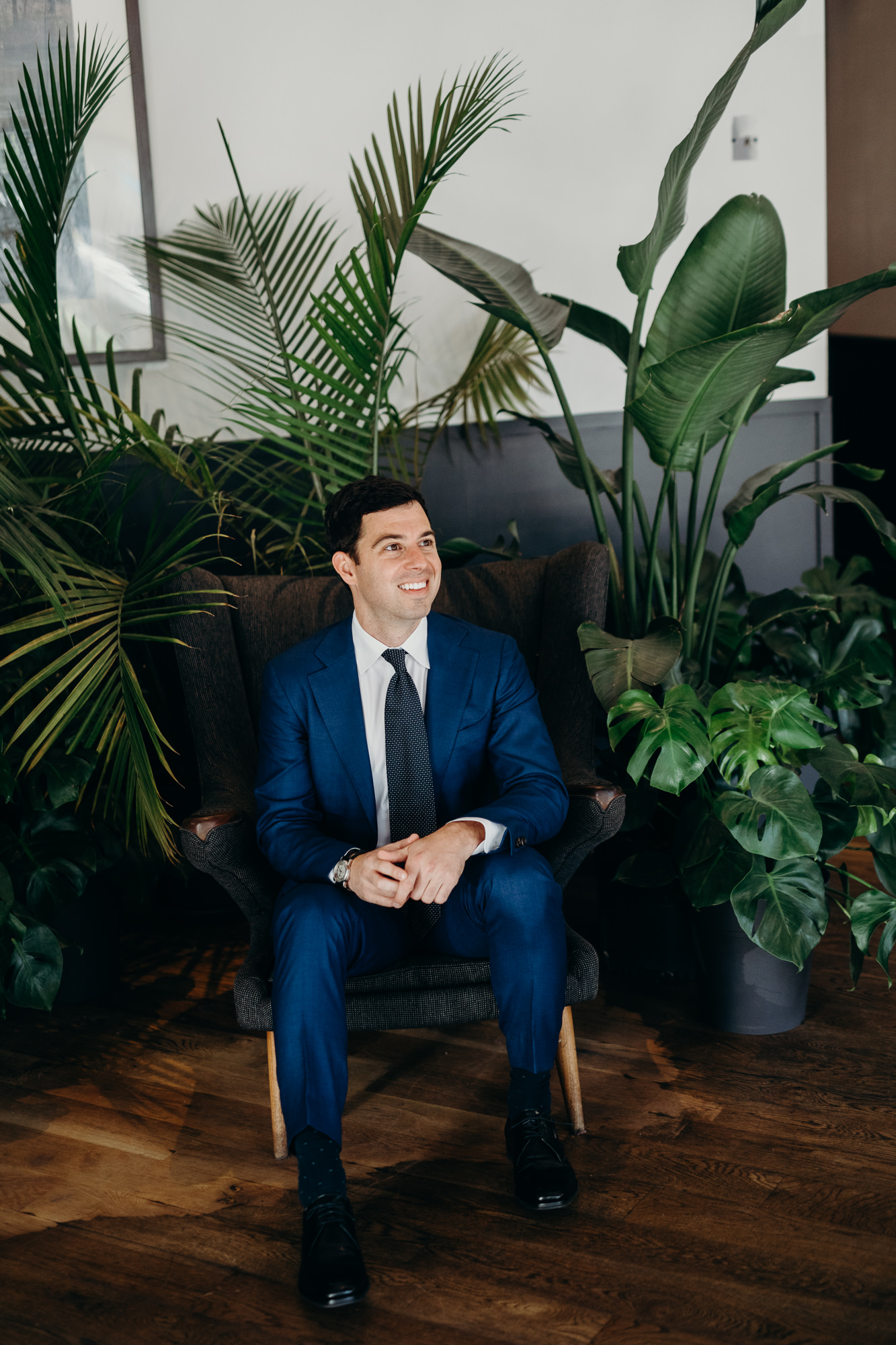 a portrait of a groom at the wythe hotel in brooklyn, new york city