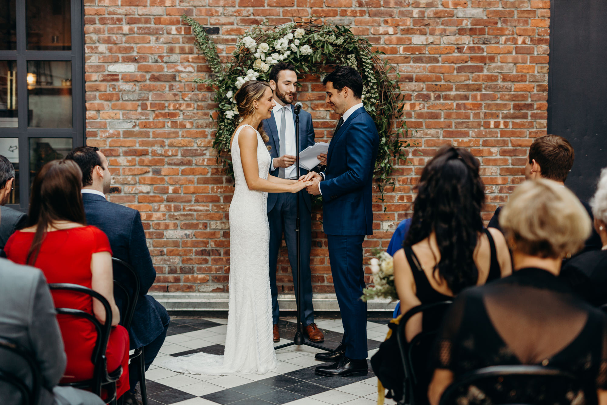 a wedding ceremony at the wythe hotel in brooklyn, new york city