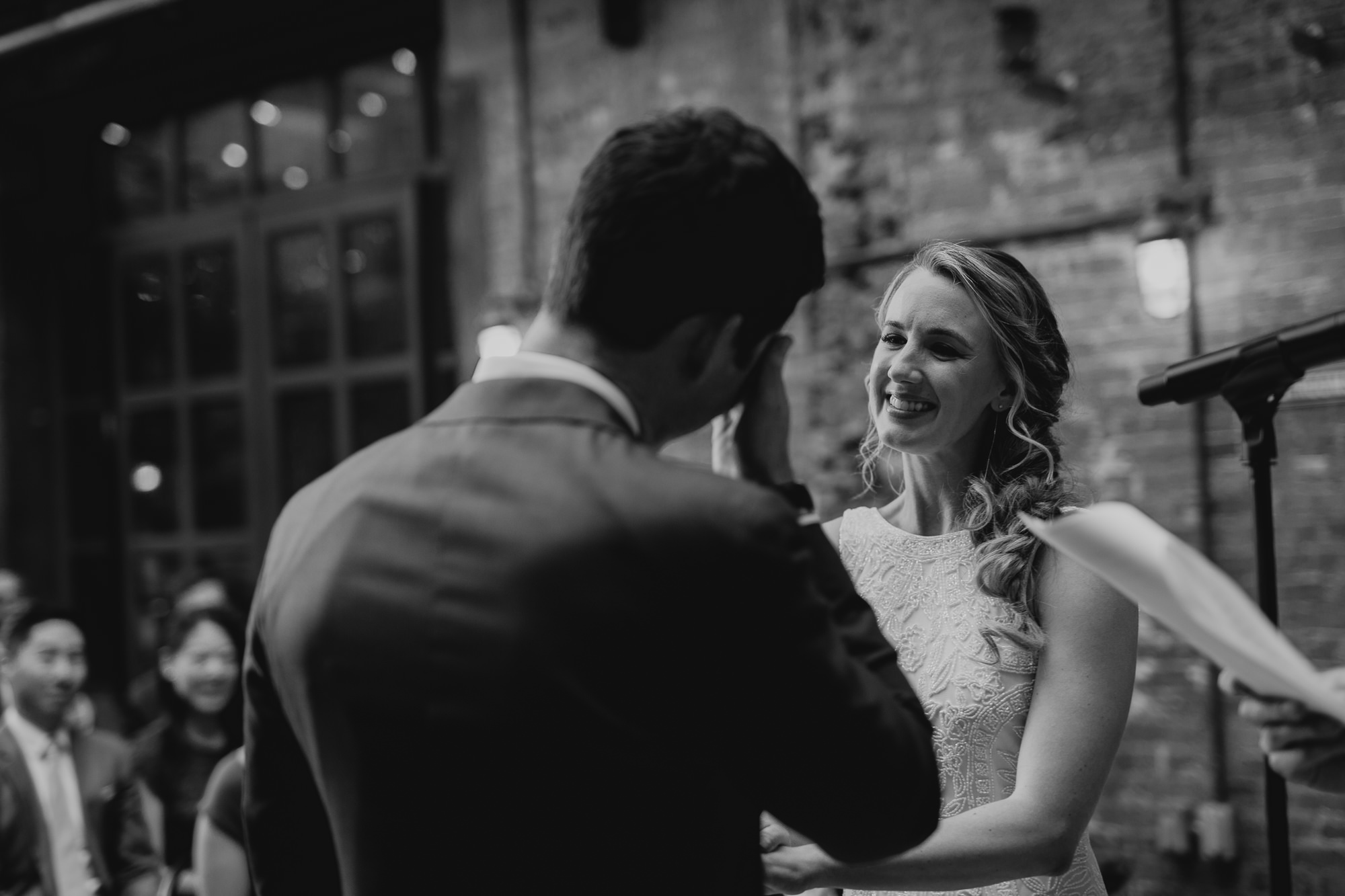 a wedding ceremony at the wythe hotel in brooklyn, new york city