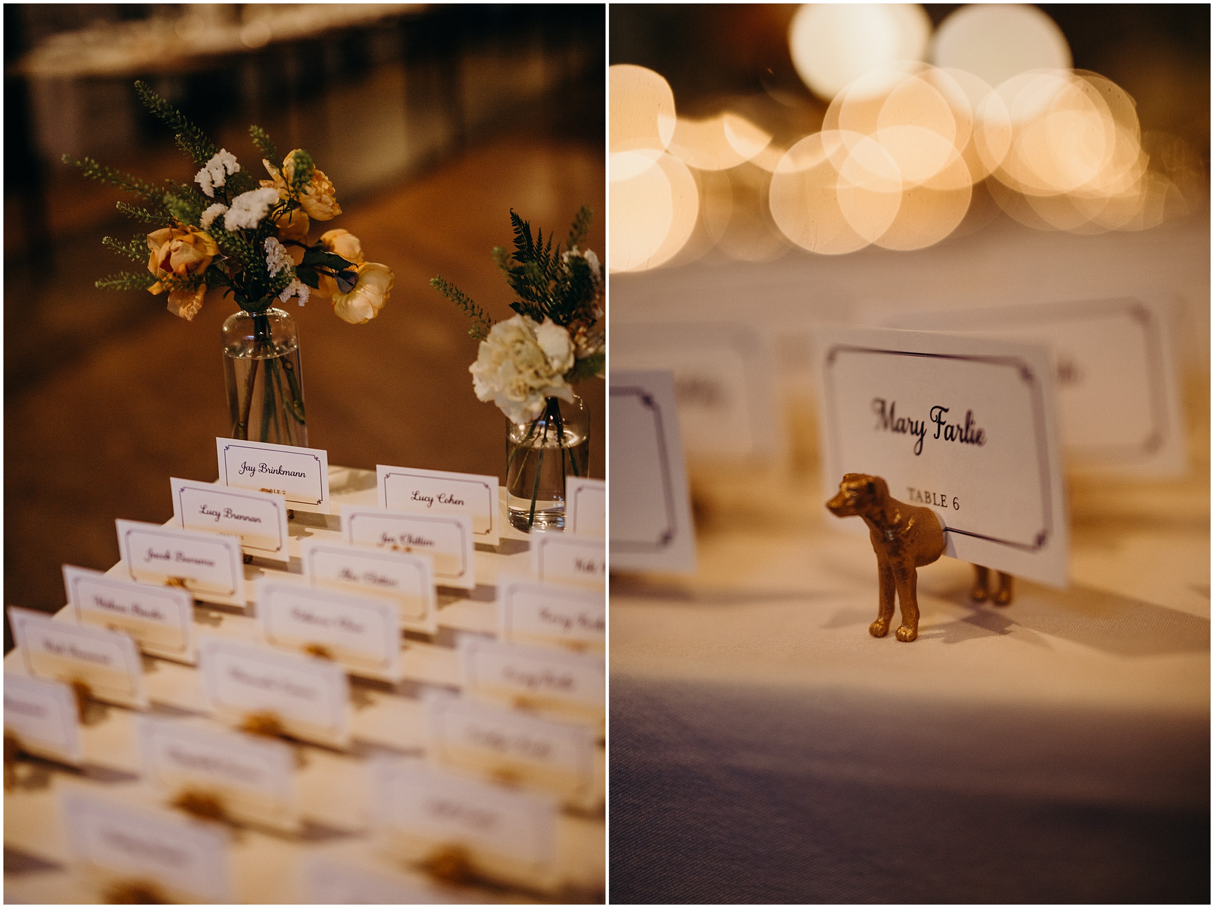 candlelit reception decor and card table at the wythe hotel in brooklyn, new york city