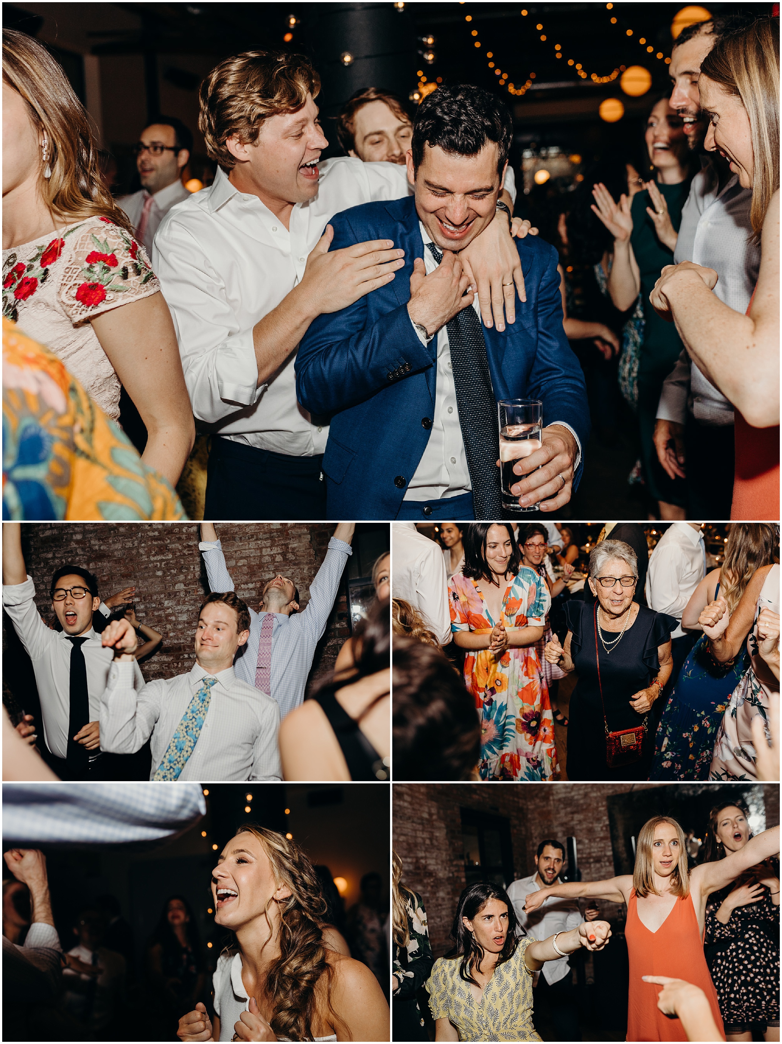 guests dance at a wedding reception at the wythe hotel in brooklyn, new york city