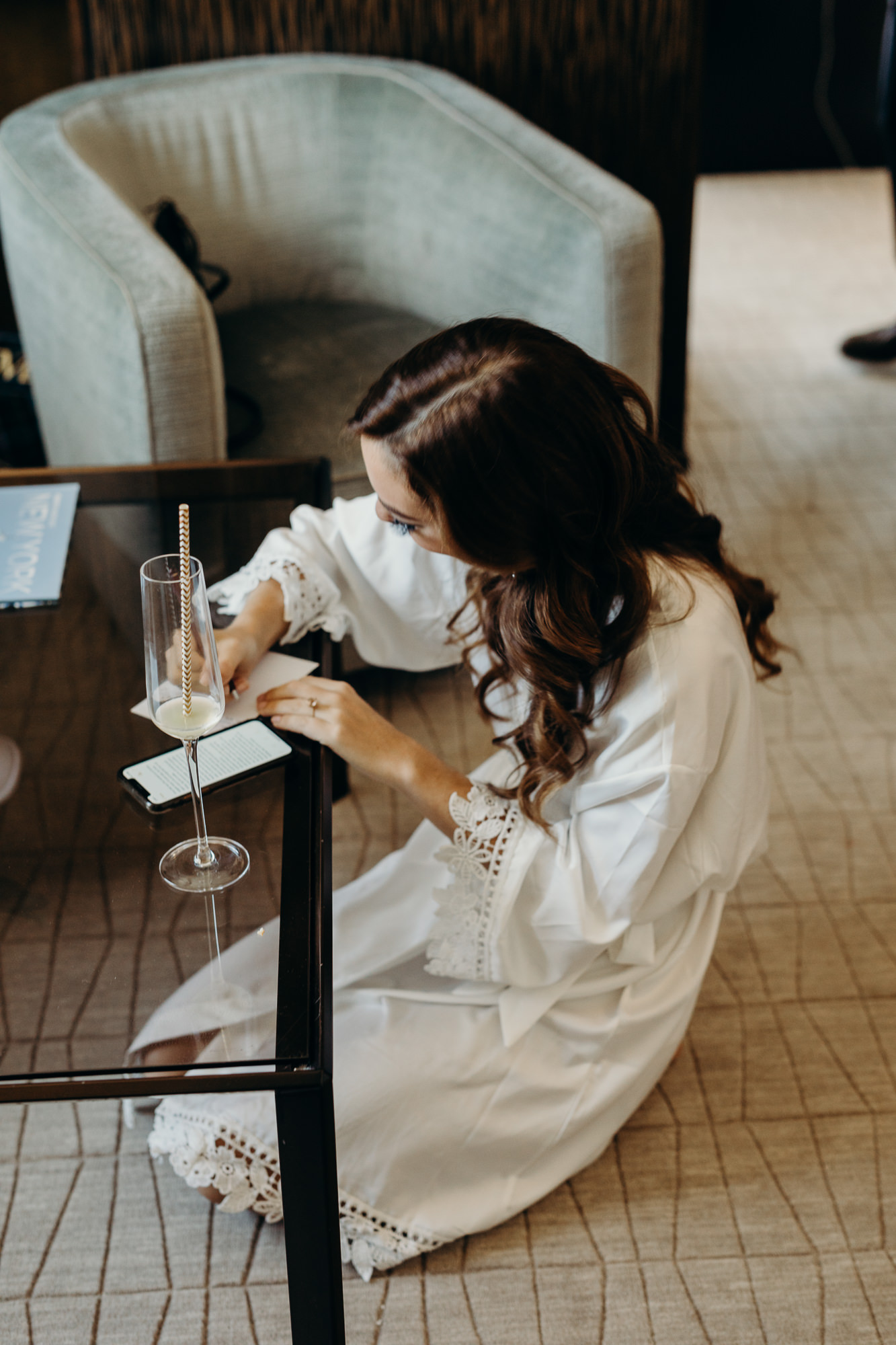 a bride writing her wedding vows at city winery, new york city