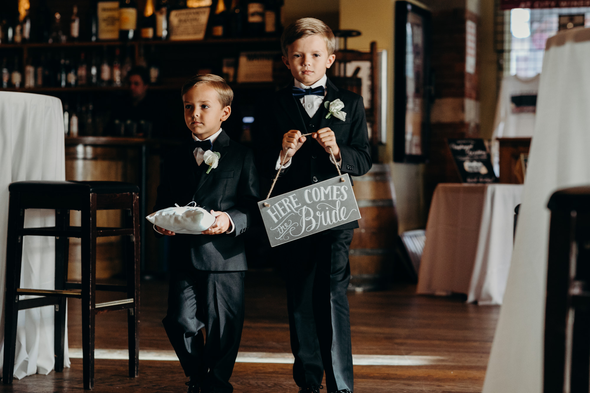 ringbearers during a wedding ceremony at city winery in new york city, new york