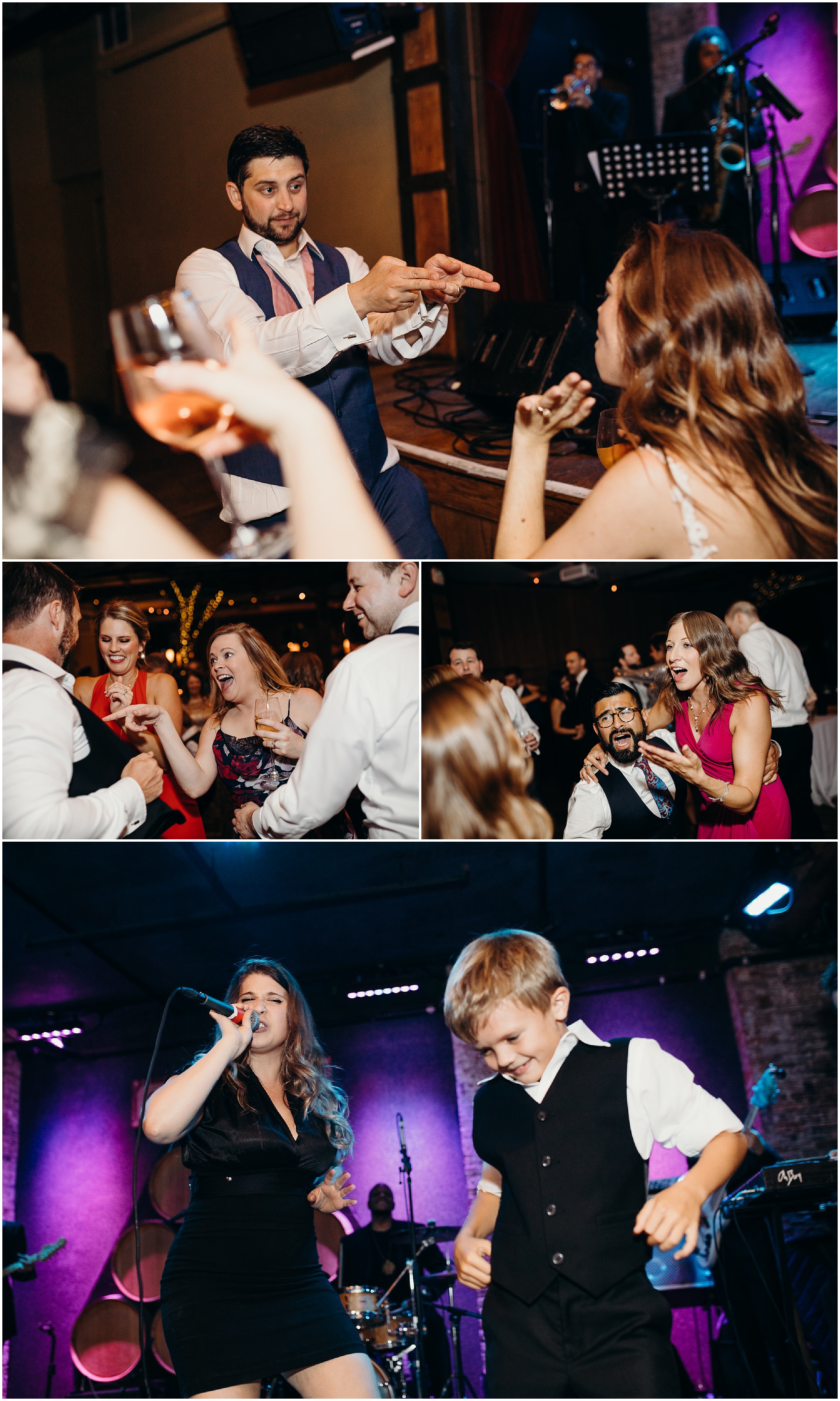 a bride and groom dance during their wedding reception at city winery in new york city, new york