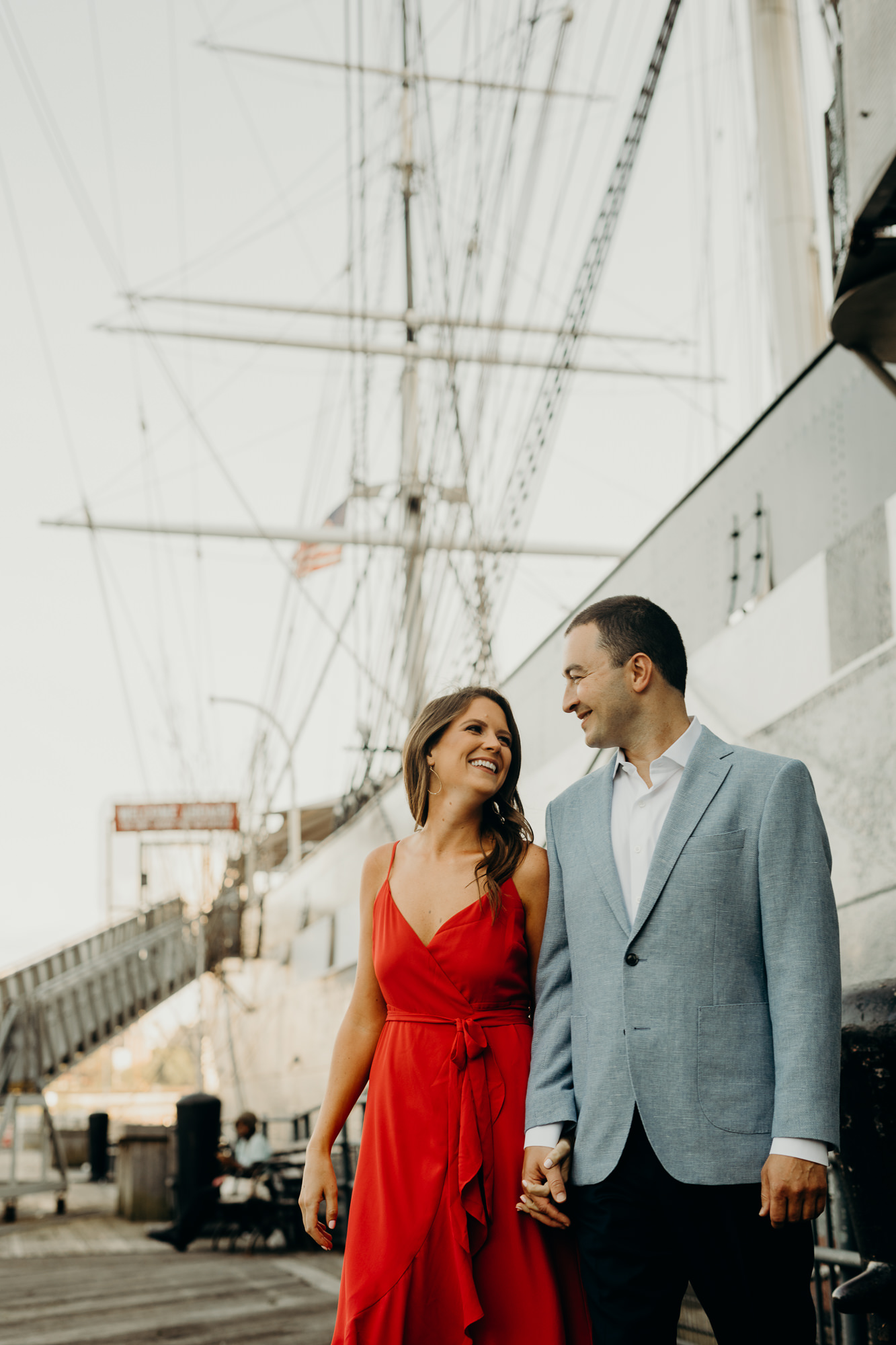engagement photos at south street seaport in manhattan, nyc