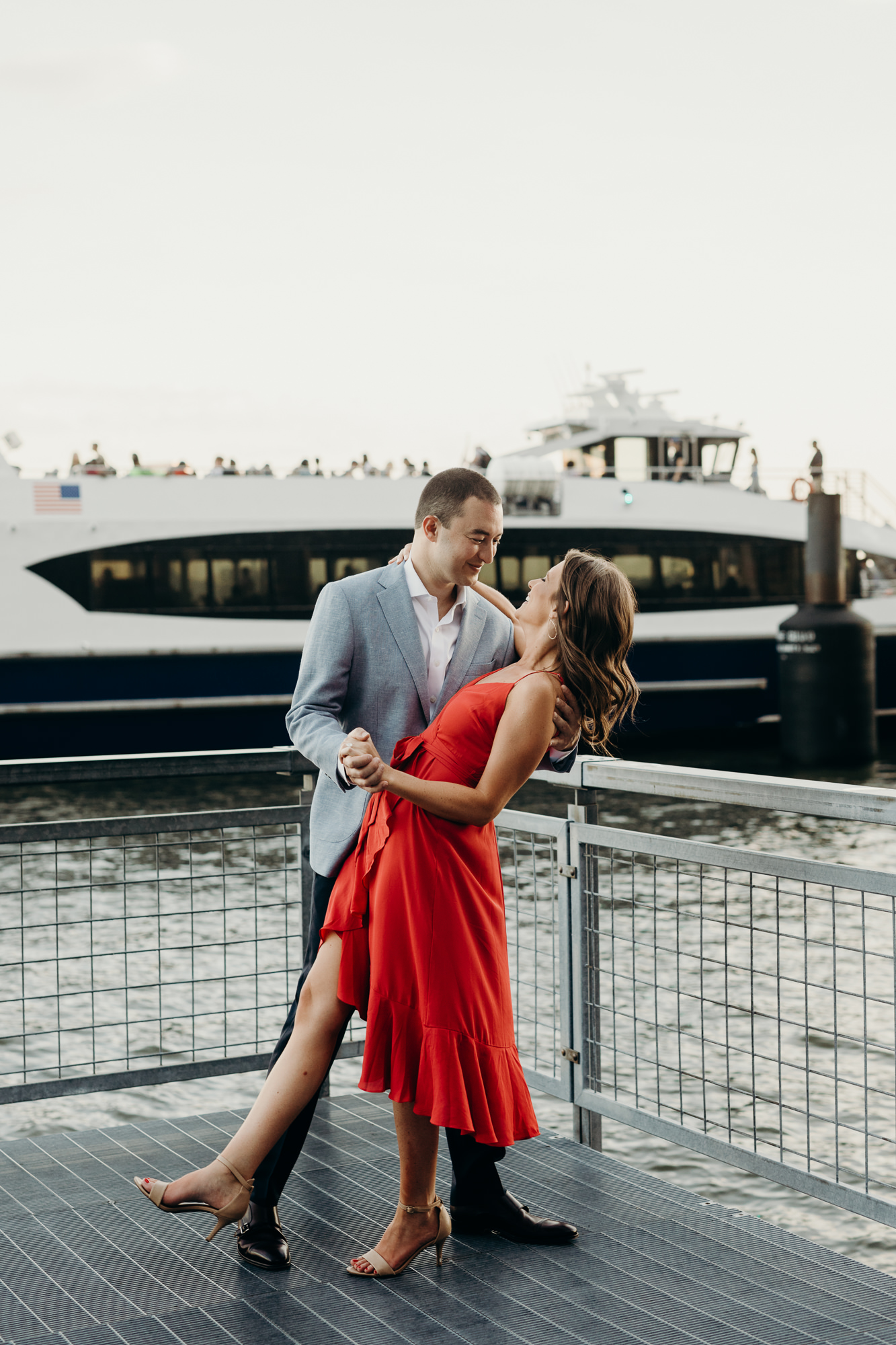 engagement photos at south street seaport in manhattan, nyc